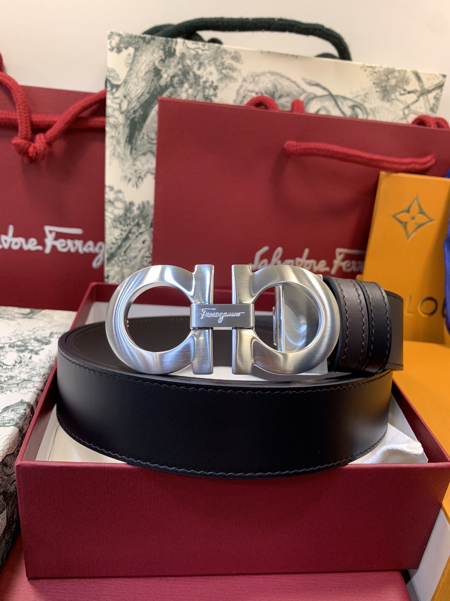 Salvatore Ferragamo Male Leather Belt Top Grain Leather