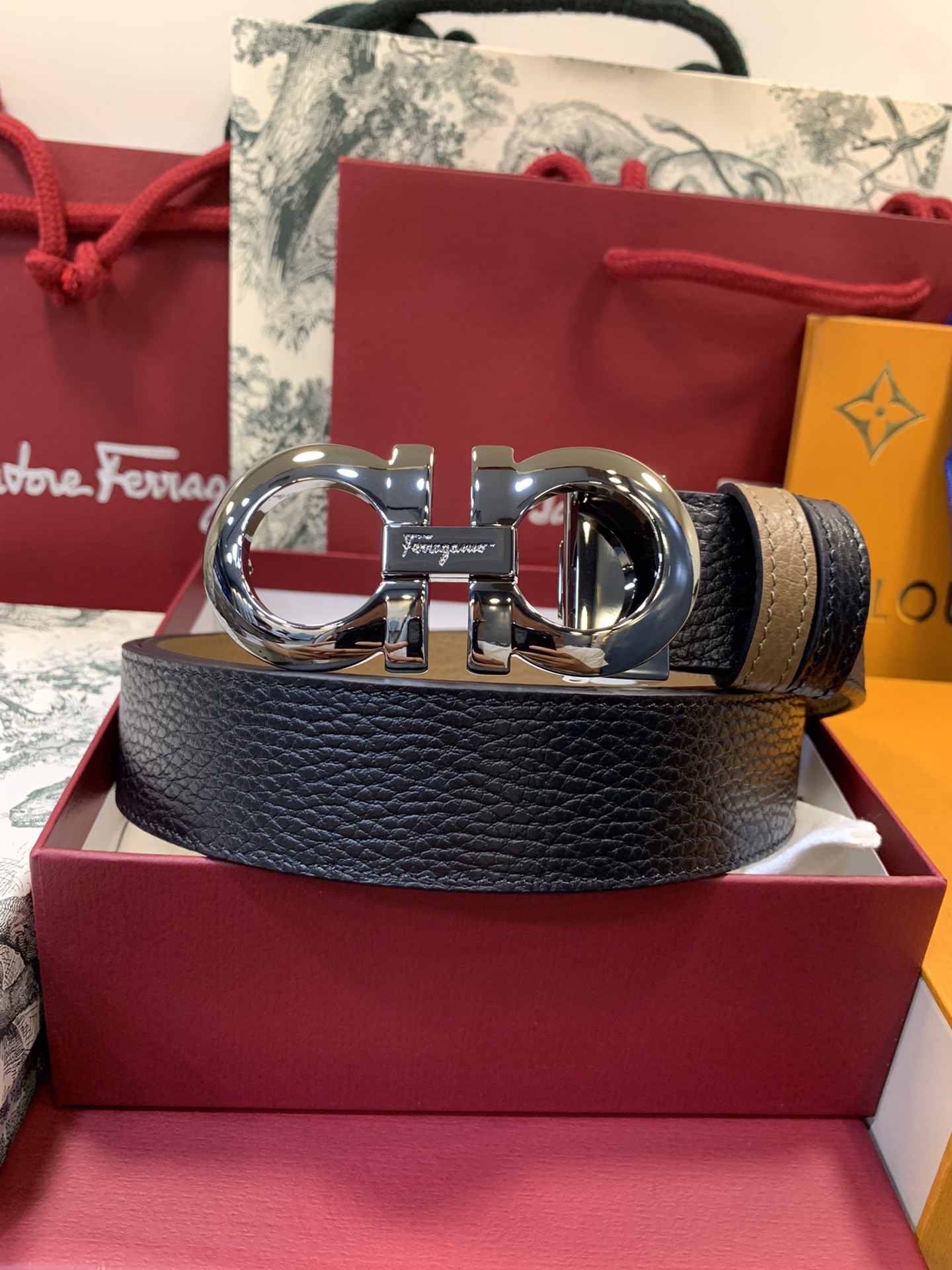 Salvatore Ferragamo Male Leather Belt Top Grain Leather