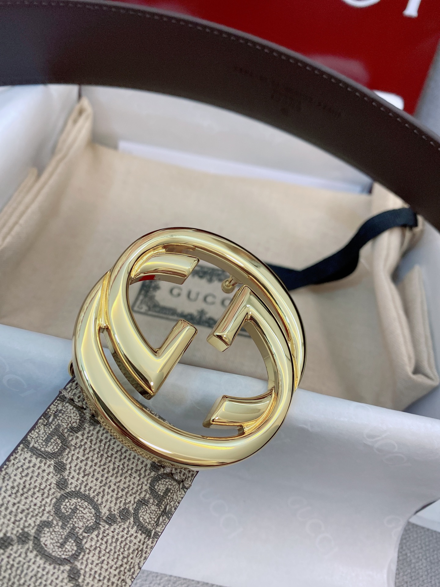 Gucci Male Basic Belt Canvas Gold S-m