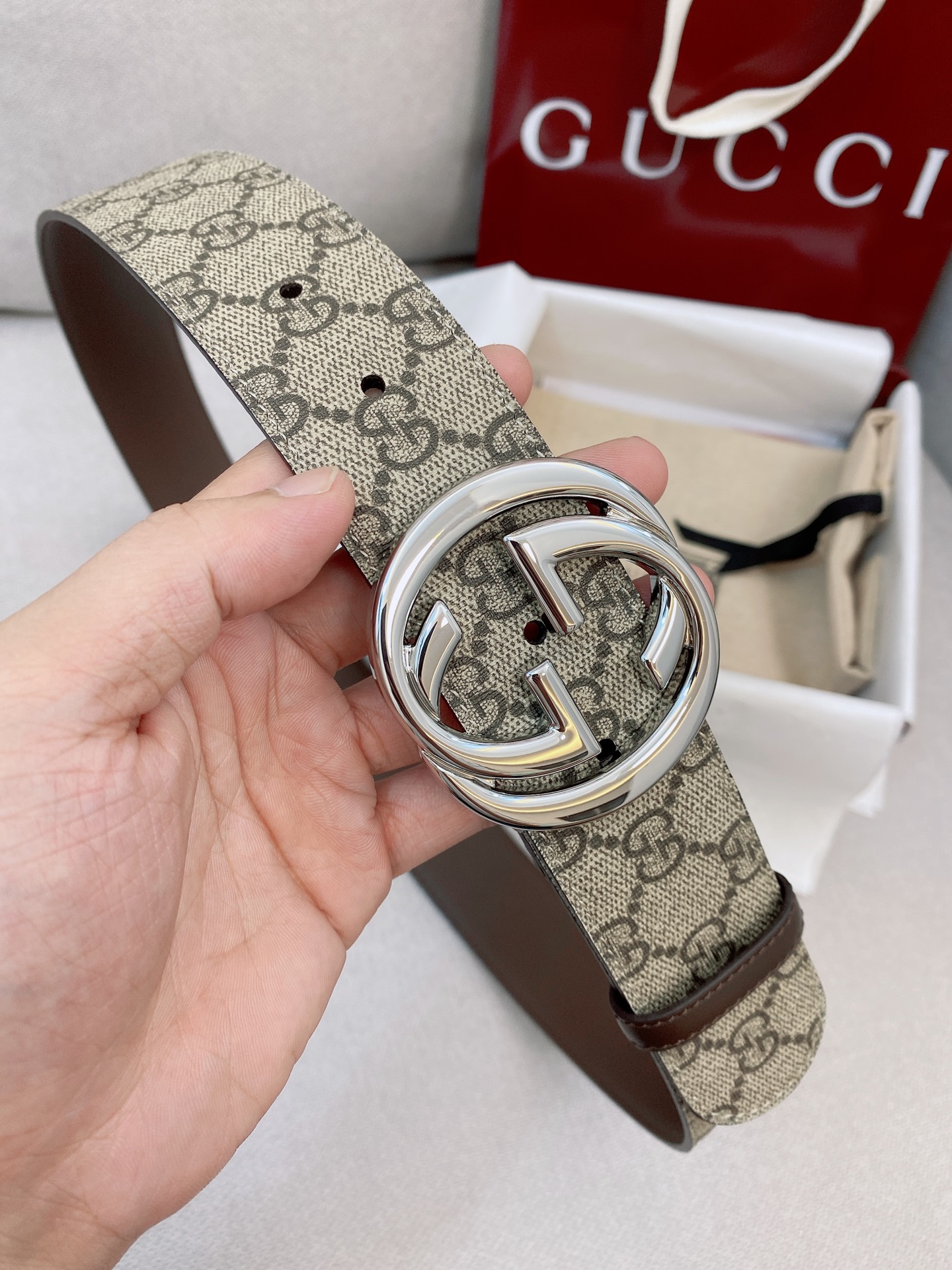 Gucci Male Basic Belt Canvas Gold S-m