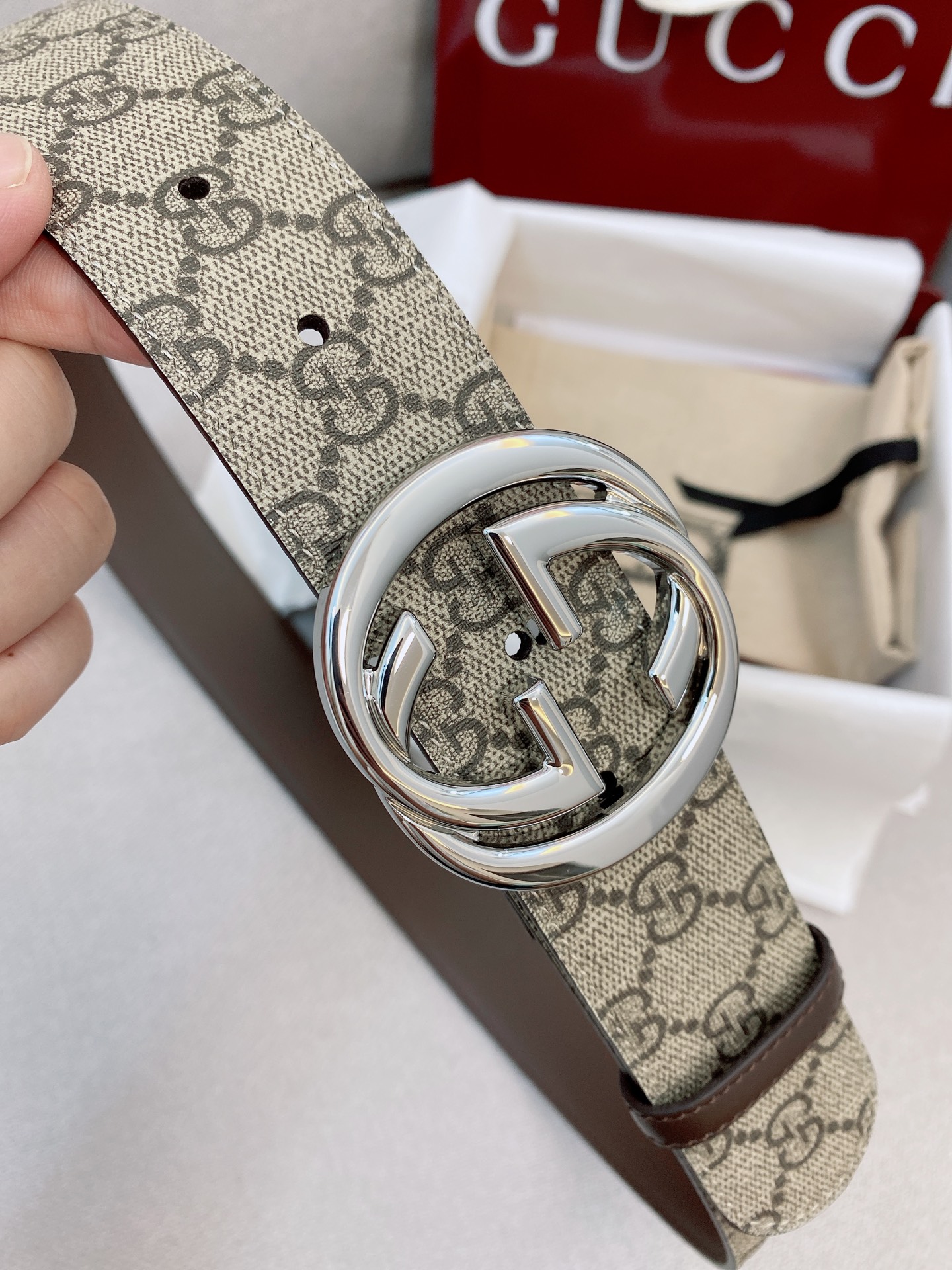 Gucci Male Basic Belt Canvas Gold S-m