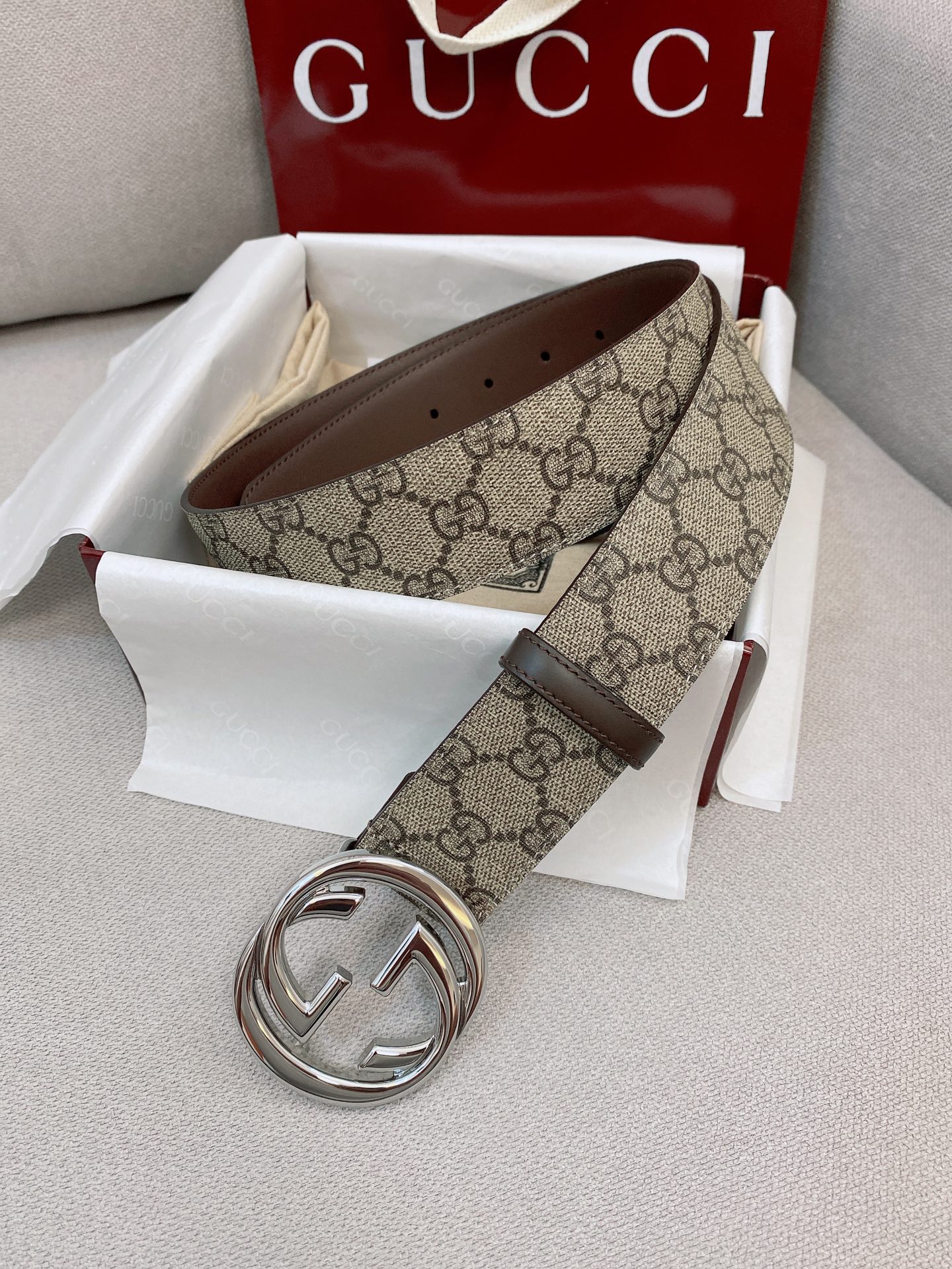 Gucci Male Basic Belt Canvas Gold S-m