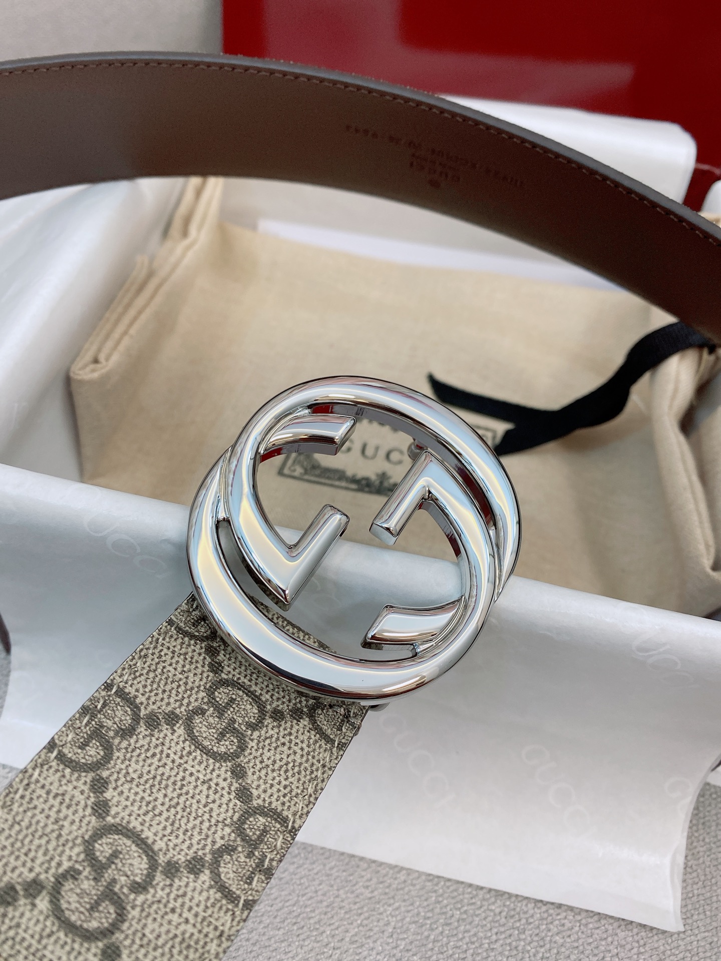 Gucci Male Basic Belt Canvas Gold S-m