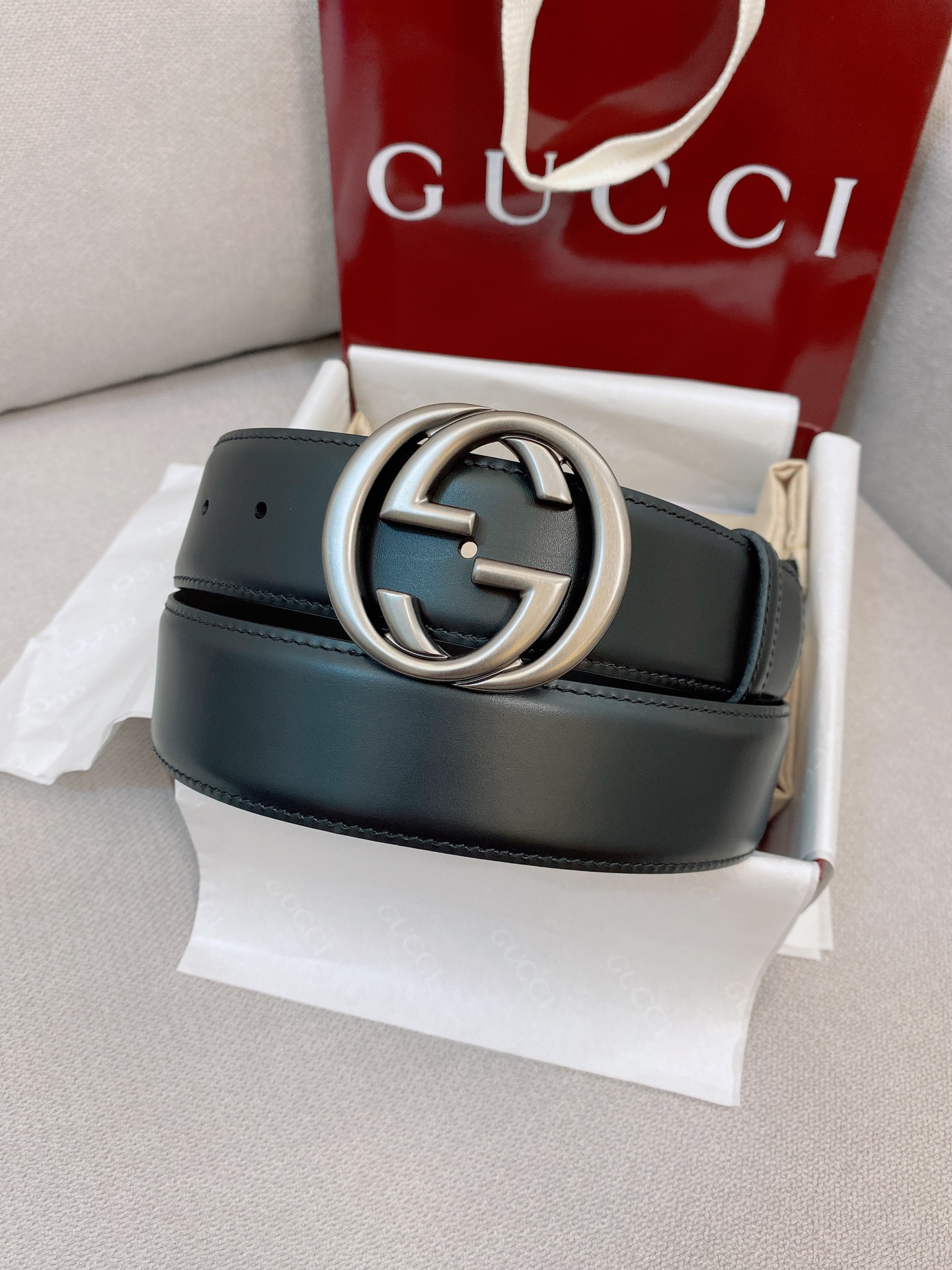 Gucci Male Basic Belt Cow Leather Black M