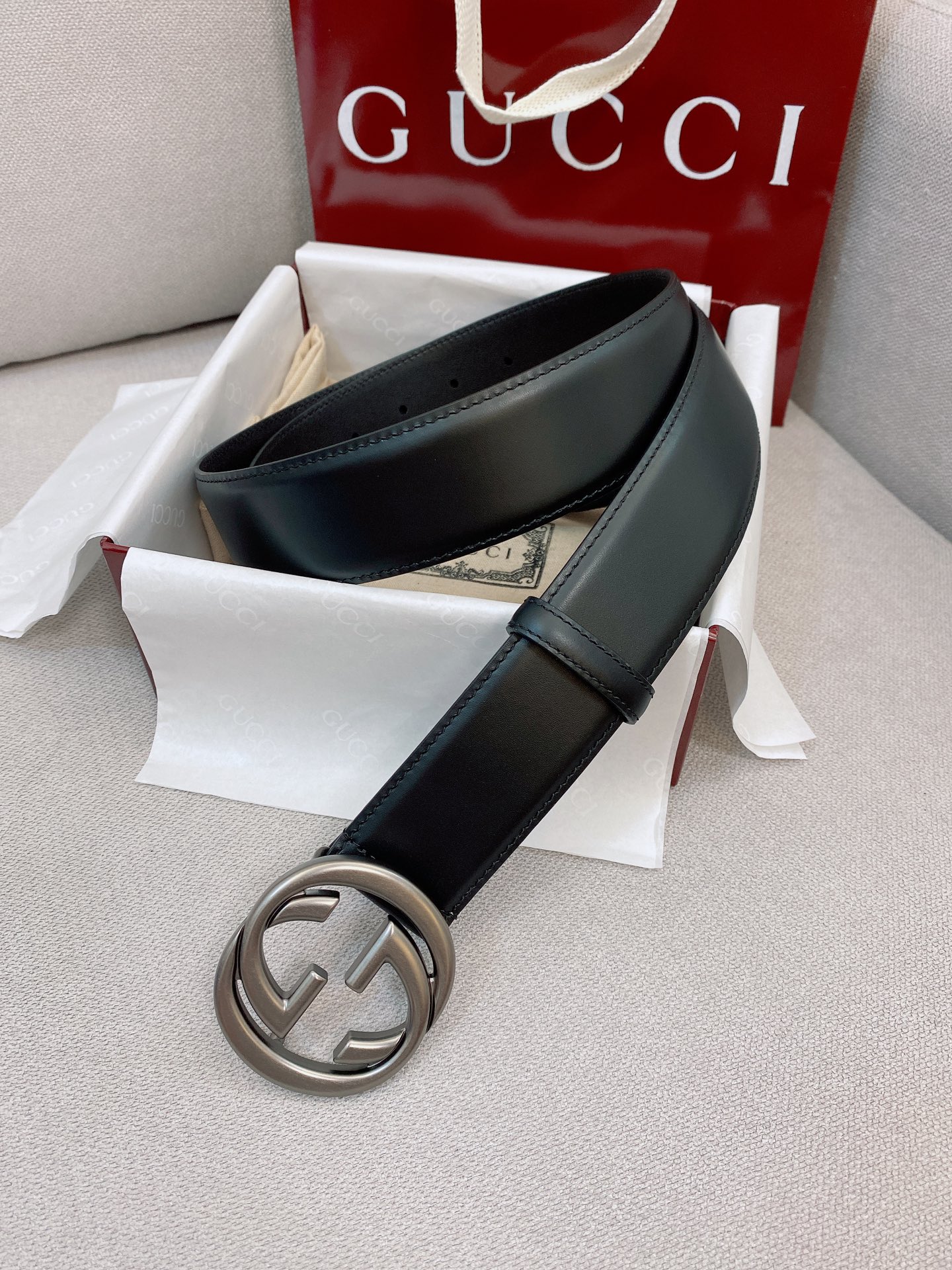 Gucci Male Basic Belt Cow Leather Black M