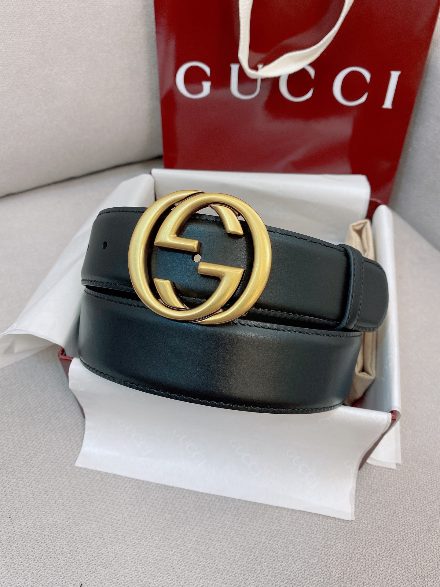 Gucci Male Basic Belt Cow Leather Black M