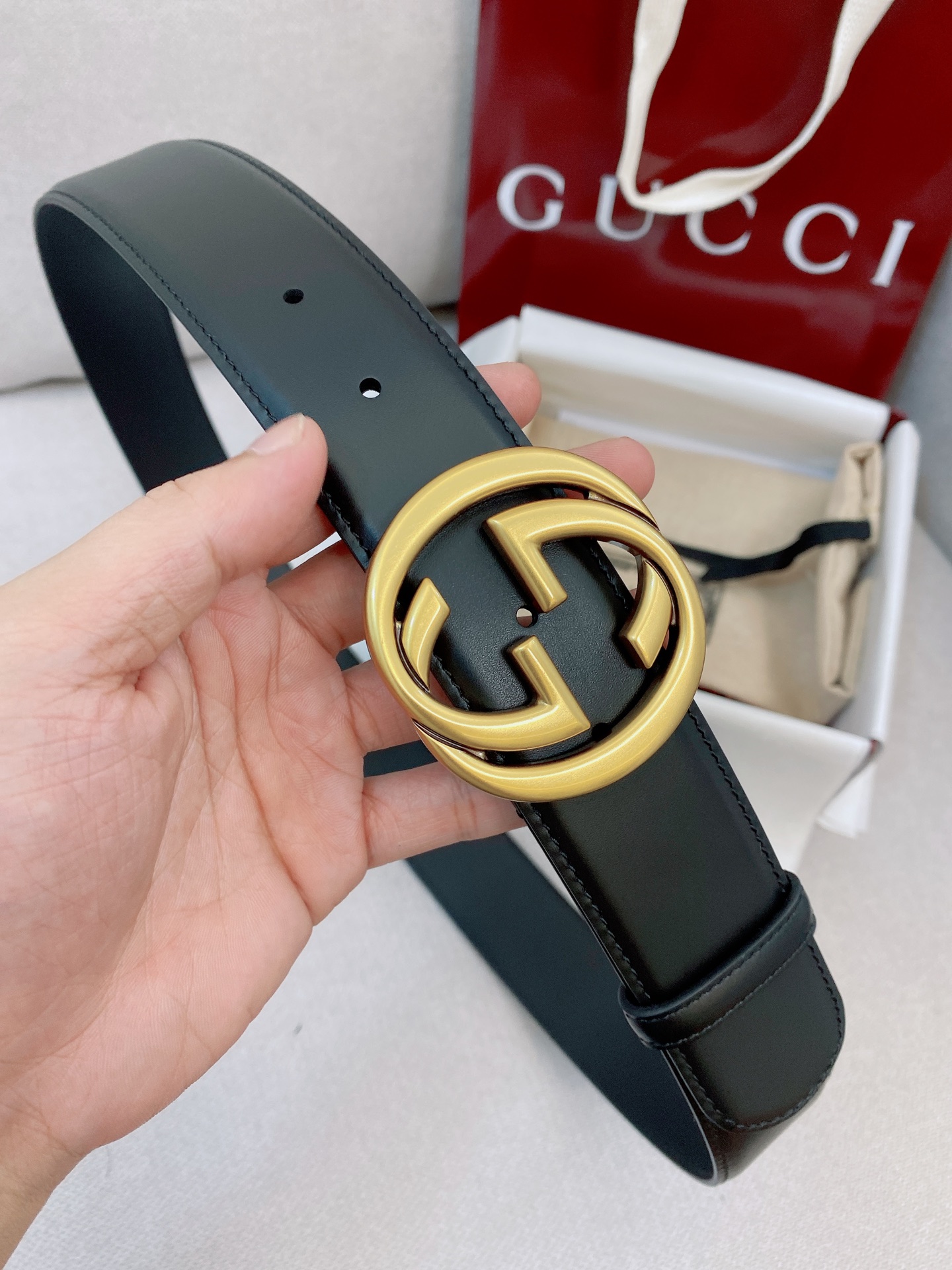 Gucci Male Basic Belt Cow Leather Black M