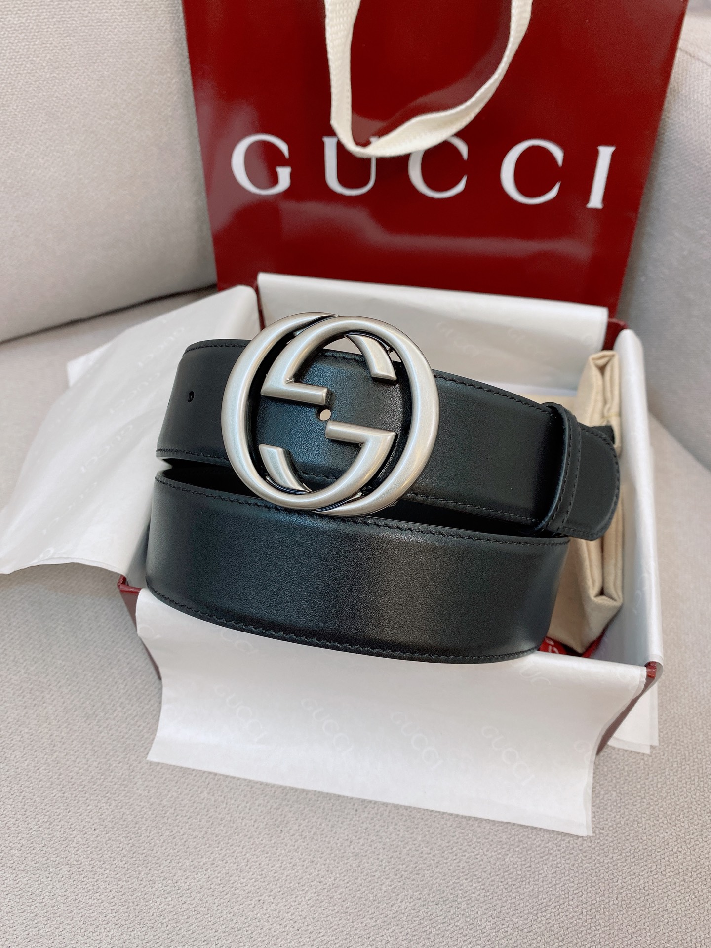 Gucci Male Basic Belt Cow Leather Black M