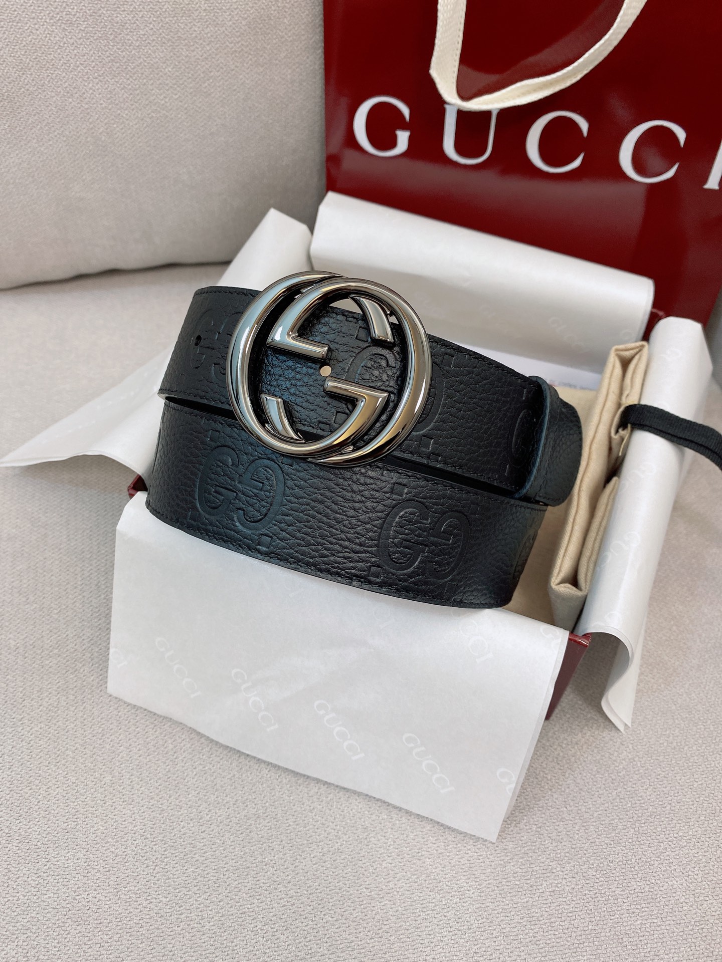 Gucci Male Basic Belt Cow Leather Black M