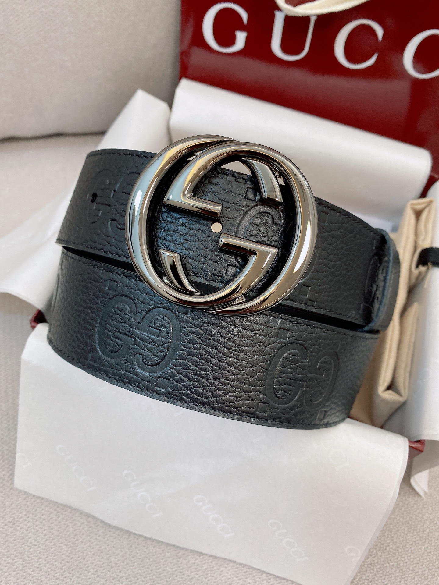 Gucci Male Basic Belt Cow Leather Black M