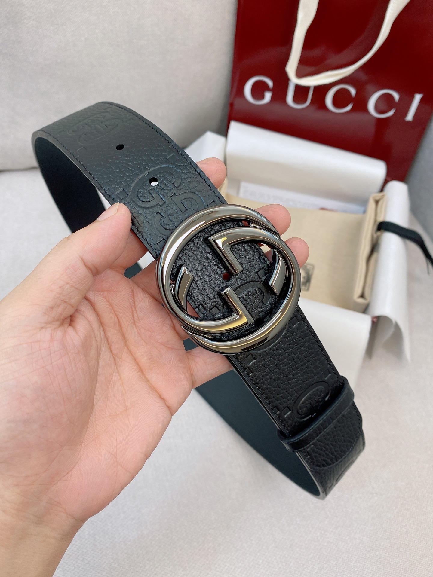 Gucci Male Basic Belt Cow Leather Black M
