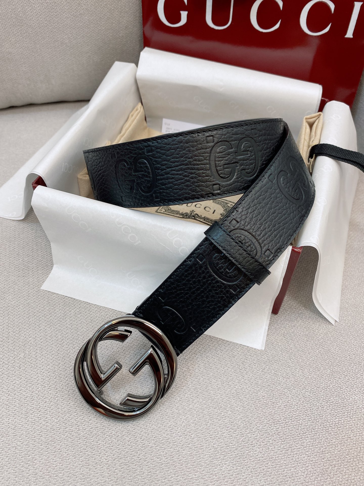 Gucci Male Basic Belt Cow Leather Black M