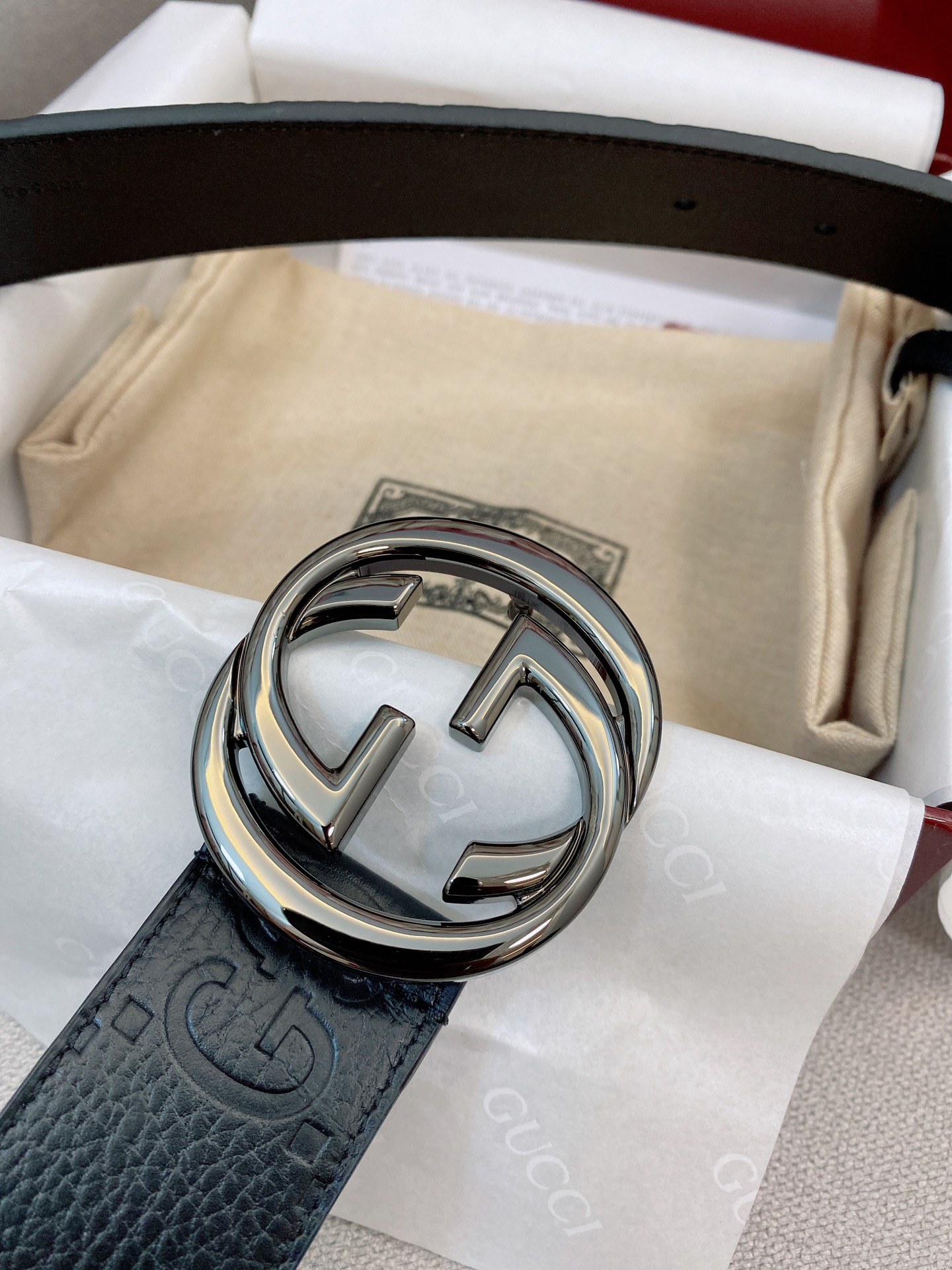 Gucci Male Basic Belt Cow Leather Black M