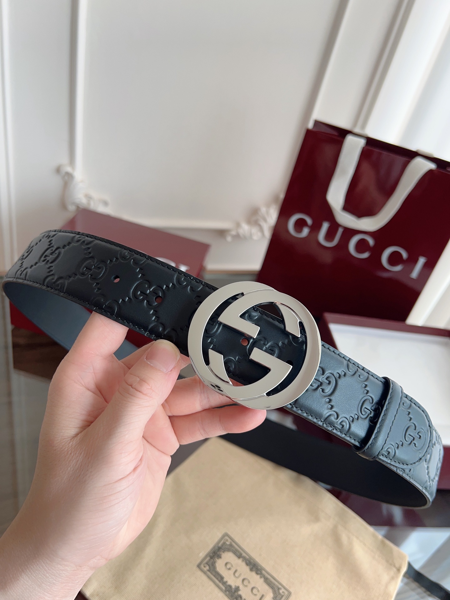 Gucci Basic Belt Cow Leather M-l