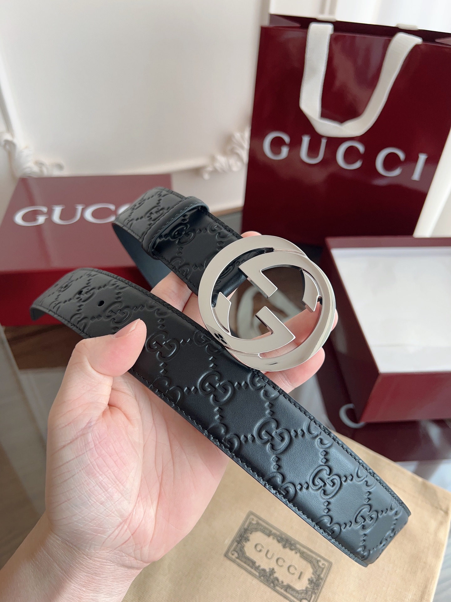 Gucci Basic Belt Cow Leather M-l
