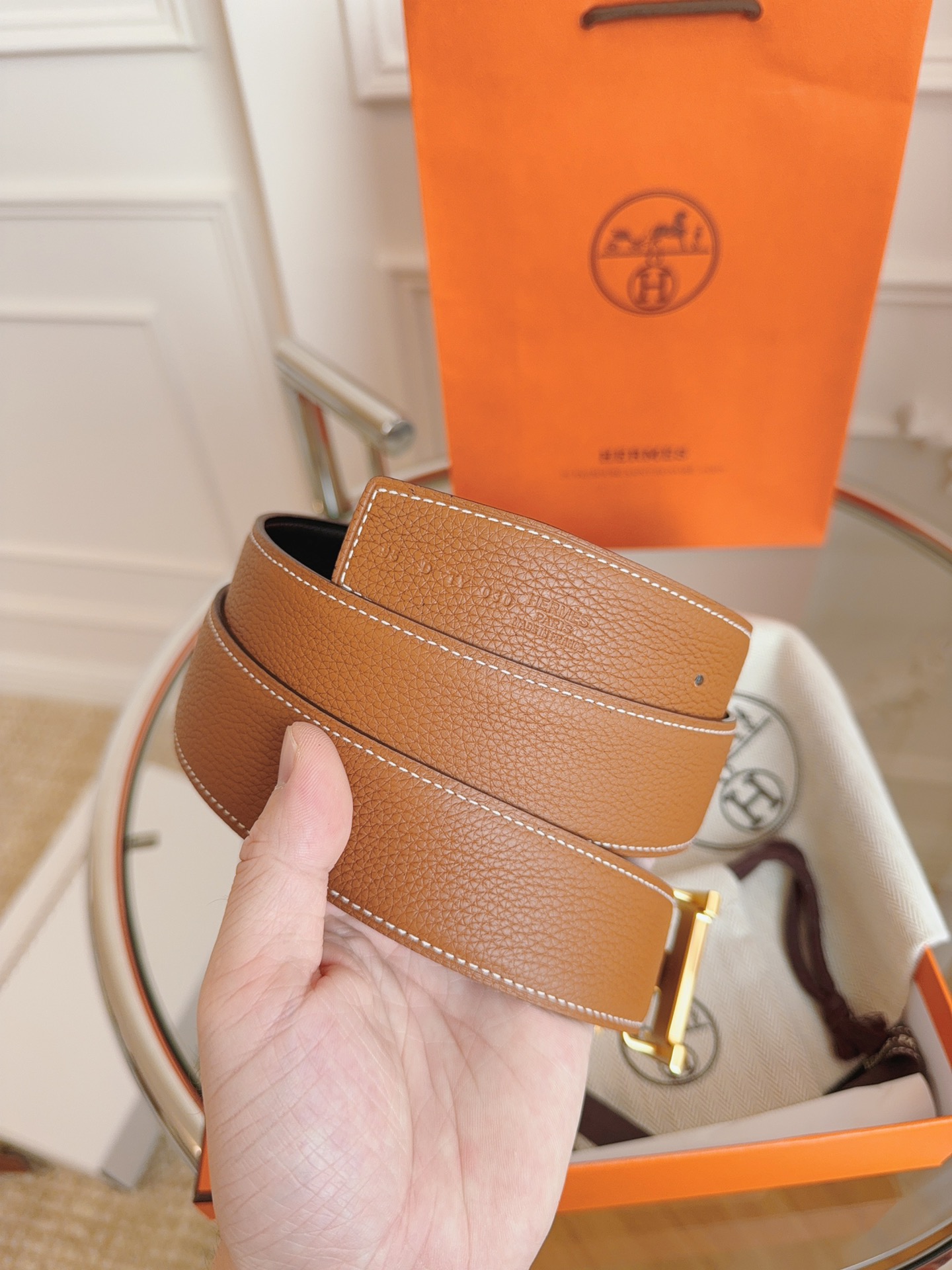 Hermès Leather Belt S-m