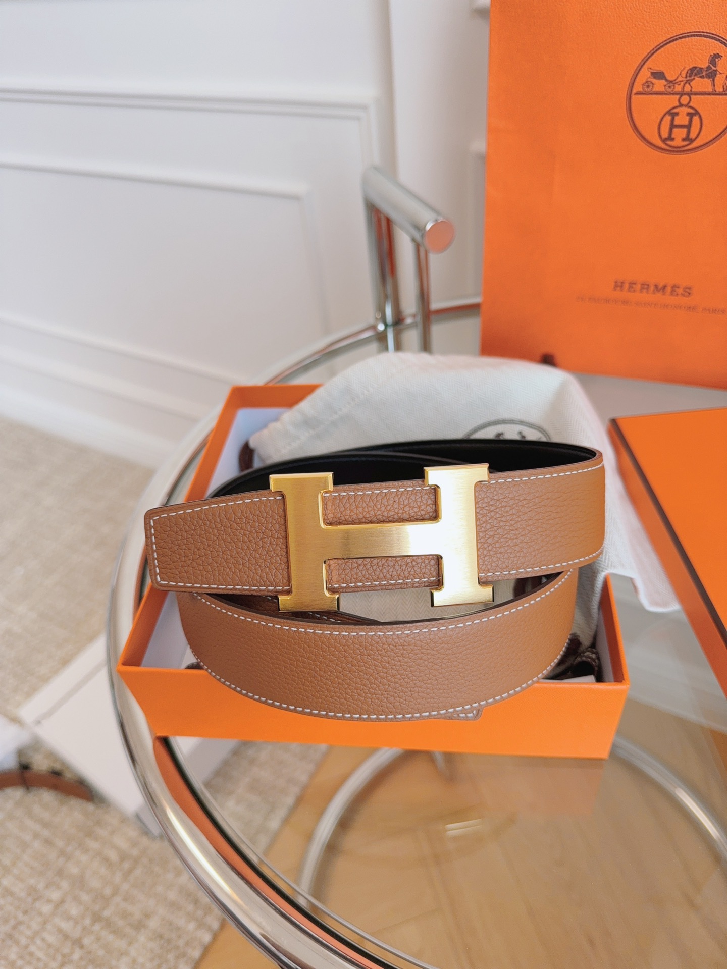 Hermès Leather Belt S-m
