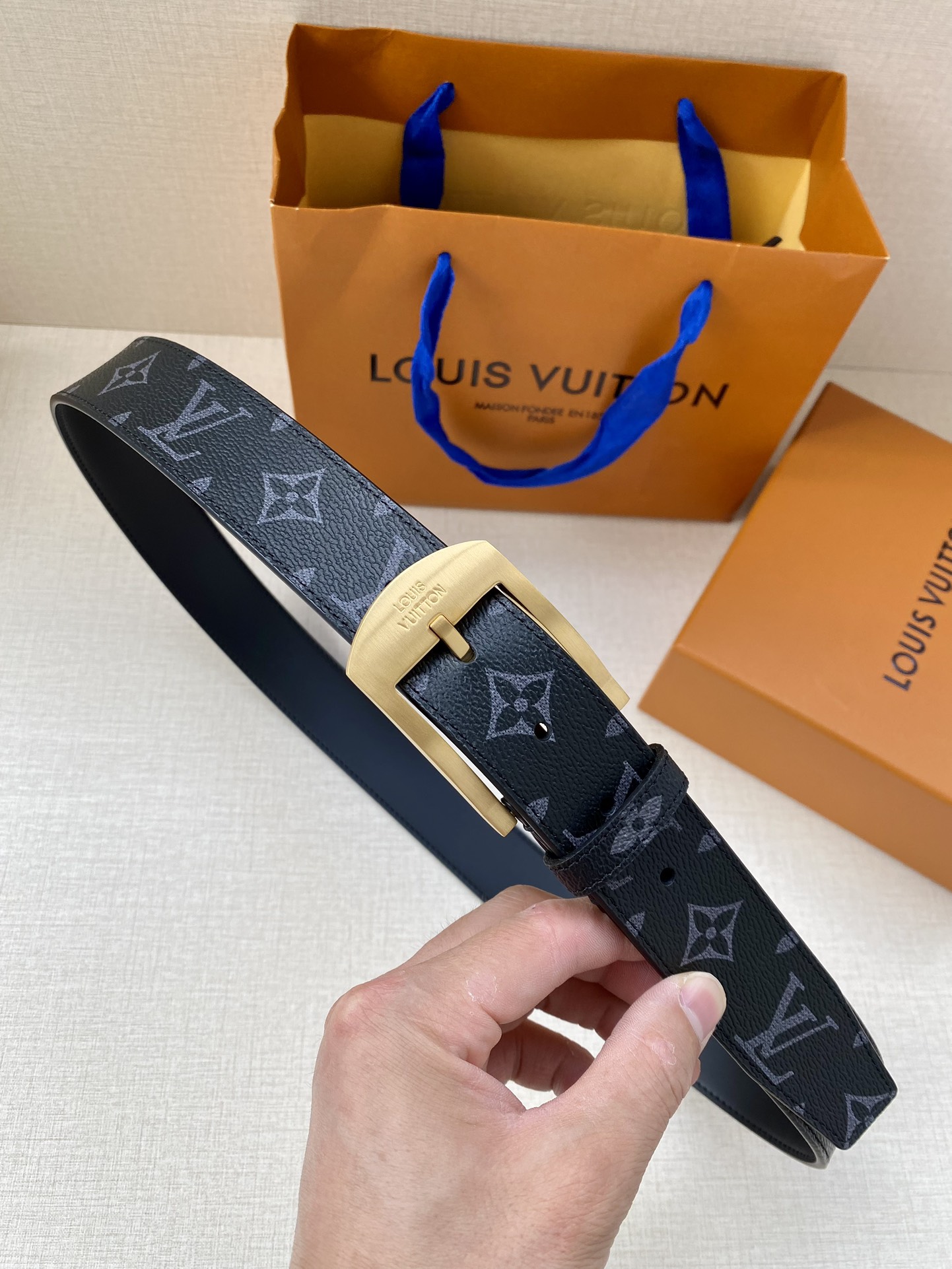 Louis Vuitton Male Canvas Belt Canvas 13514-m-l