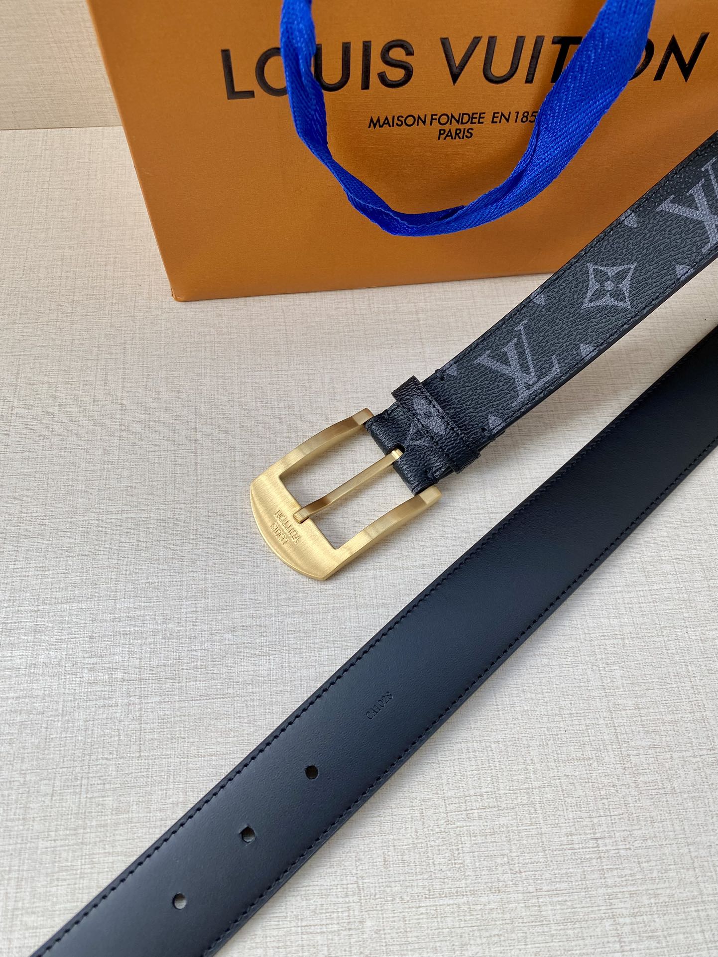 Louis Vuitton Male Canvas Belt Canvas 13514-m-l