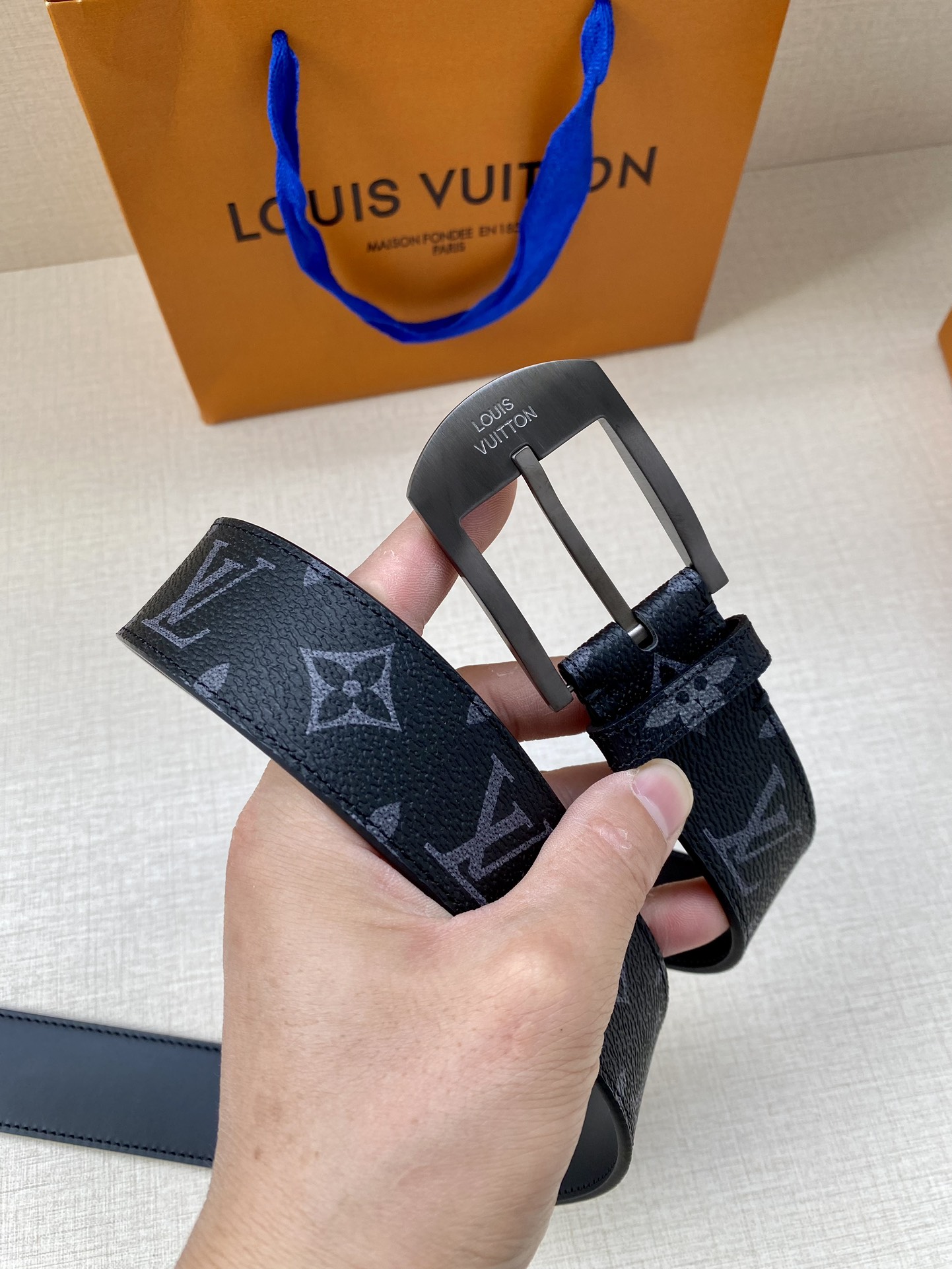 Louis Vuitton Male Canvas Belt Canvas 13514-m-l