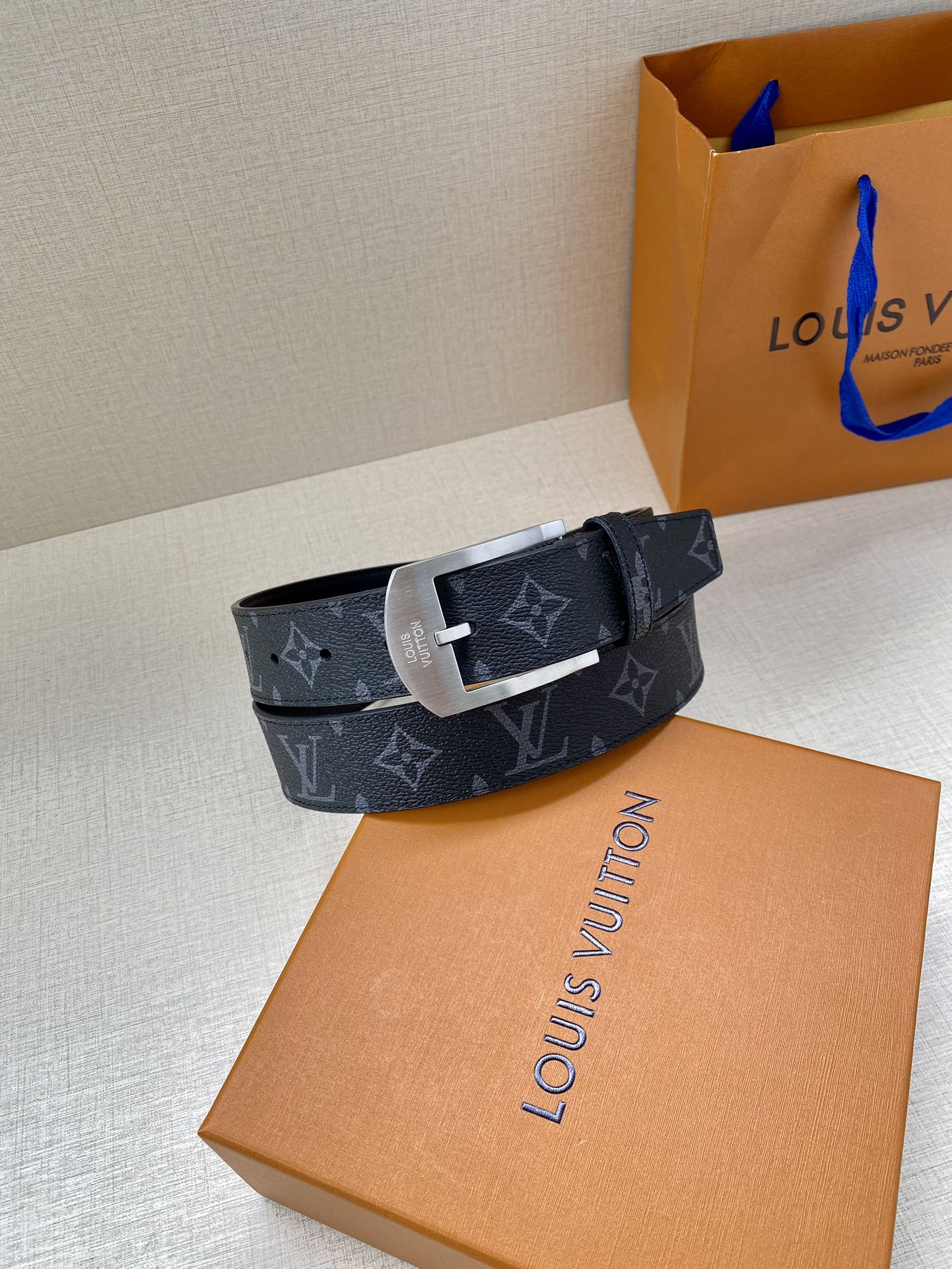 Louis Vuitton Male Canvas Belt Canvas 13514-m-l