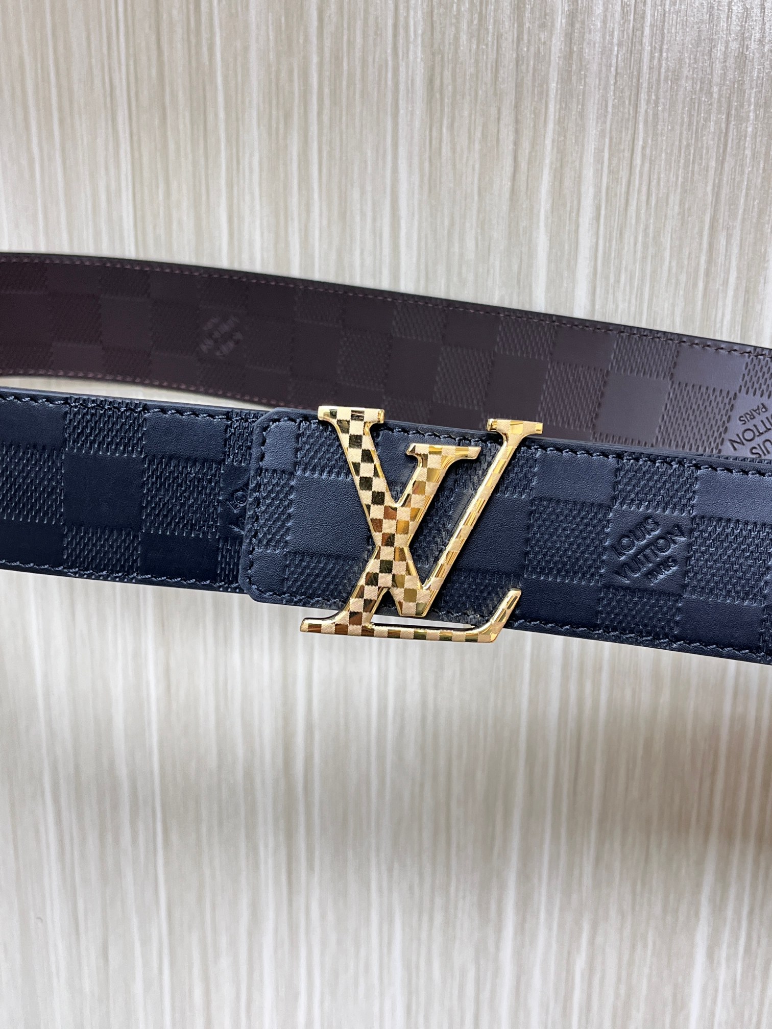 Louis Vuitton Male Basic Belt Cow Leather Coffee L