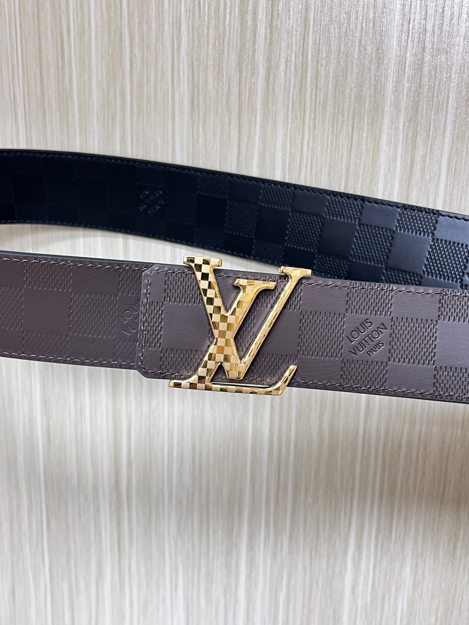 Louis Vuitton Male Basic Belt Cow Leather Coffee L