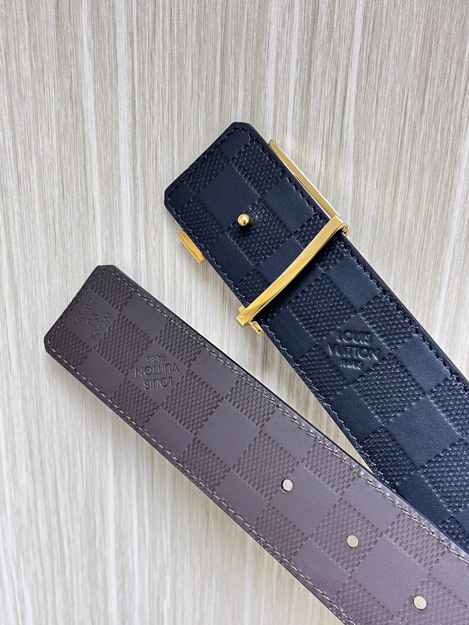 Louis Vuitton Male Basic Belt Cow Leather Coffee L