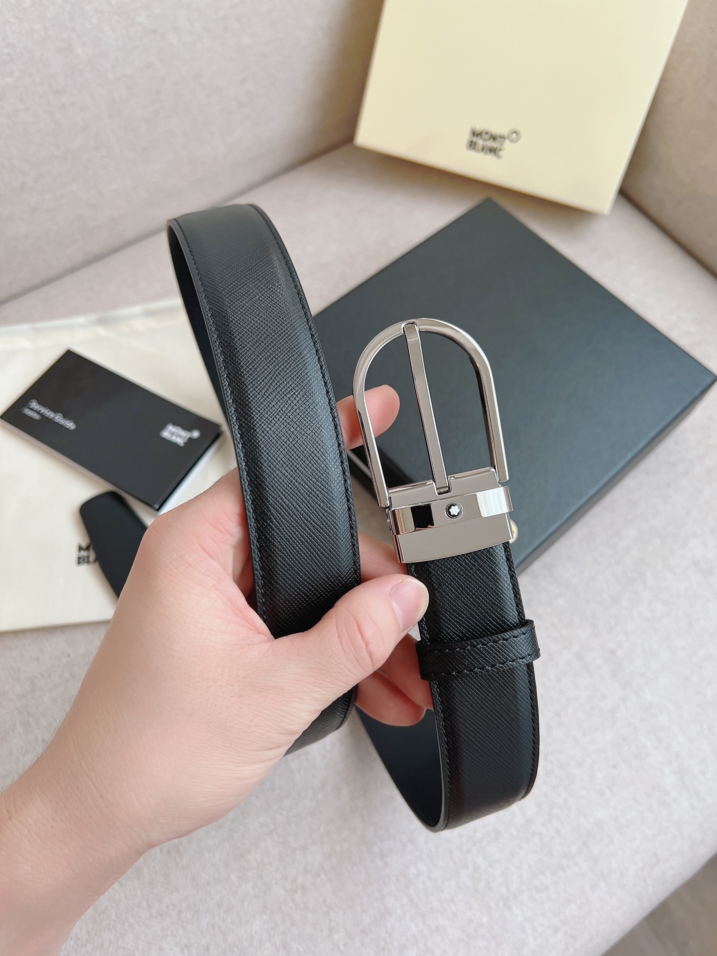 Montblanc Male Leather Belt Top Grain Leather M-l