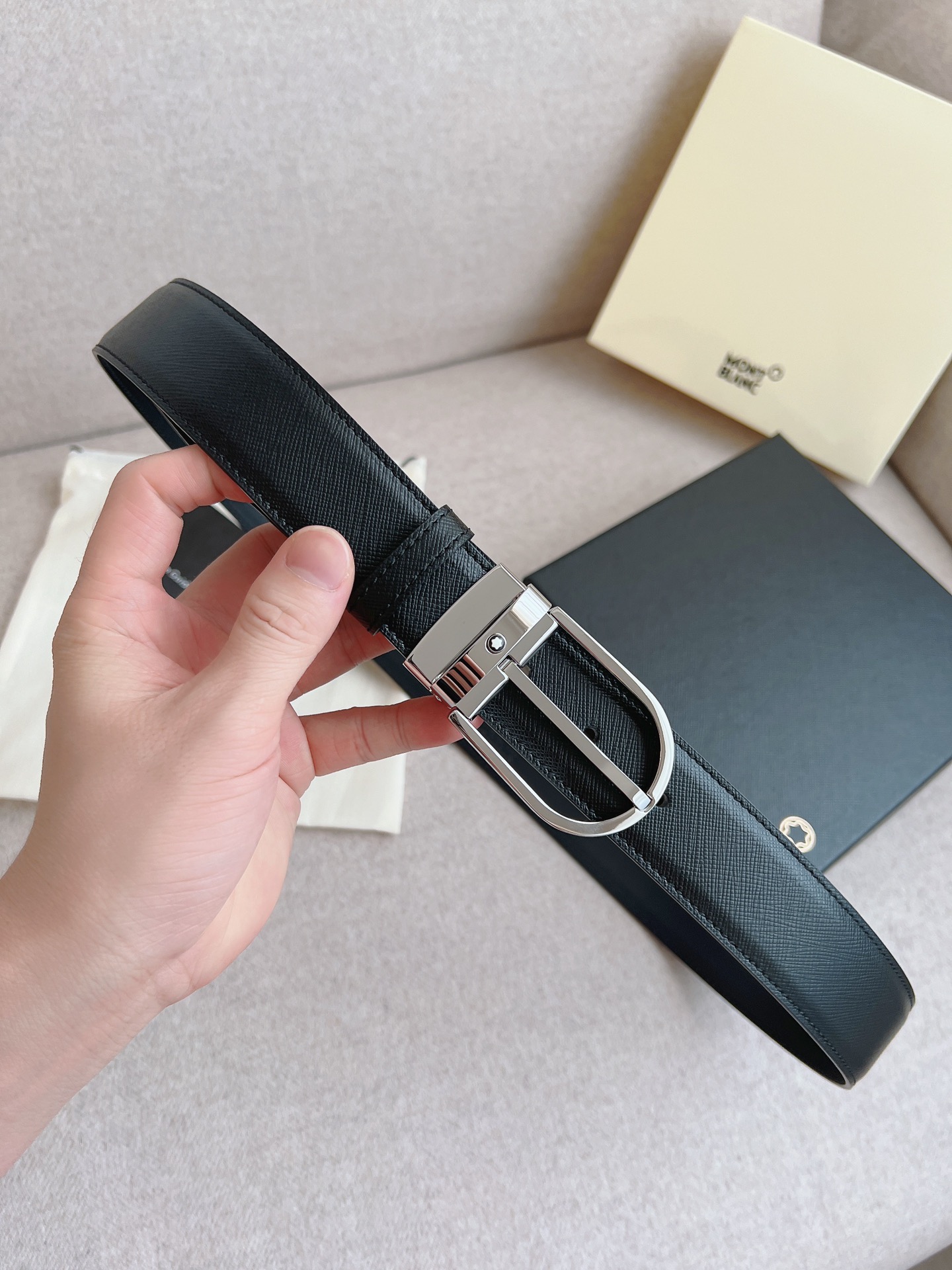 Montblanc Male Leather Belt Top Grain Leather M-l