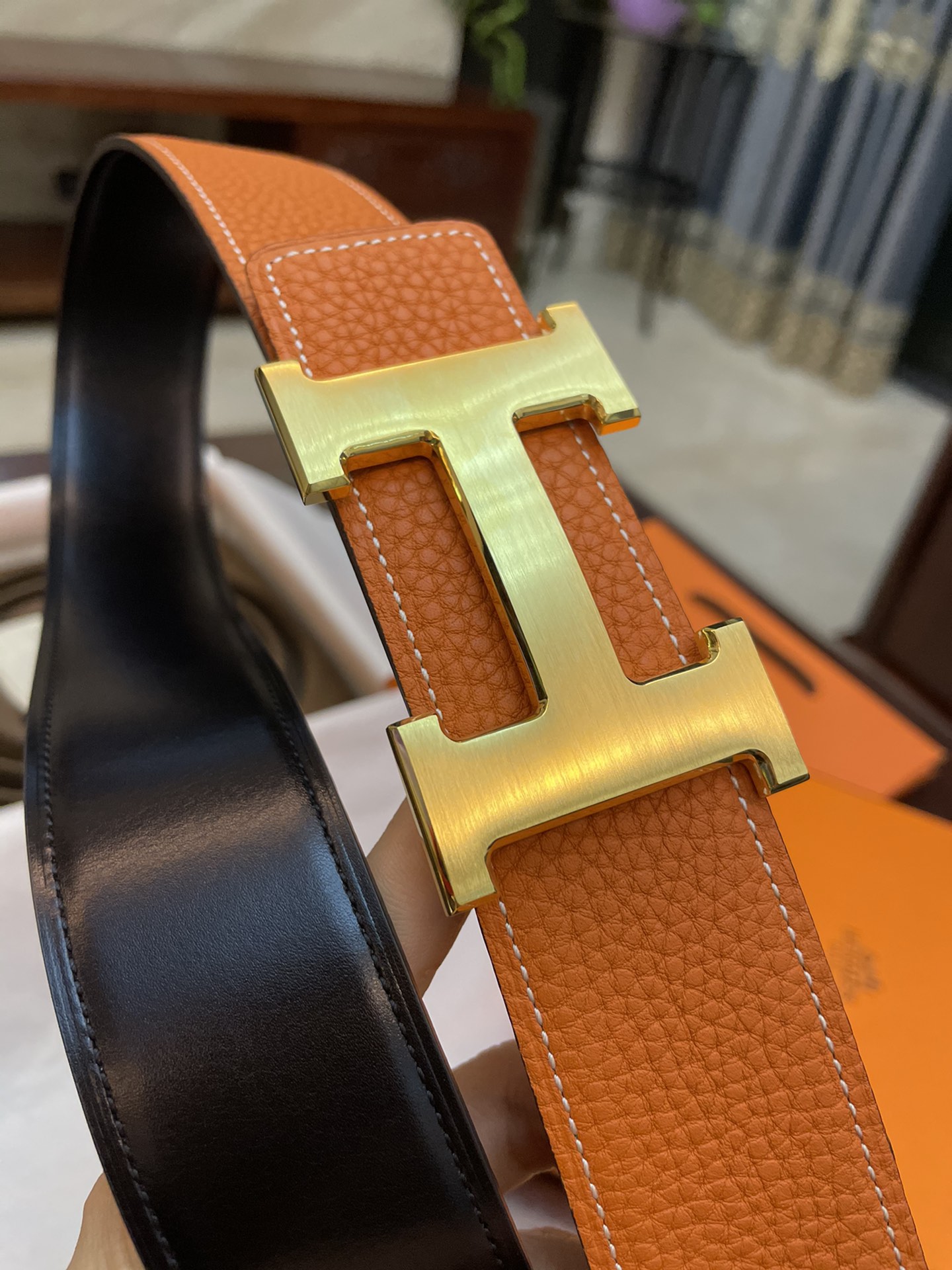 Hermès Basic Belt Cow Leather Gold 38mm-13514