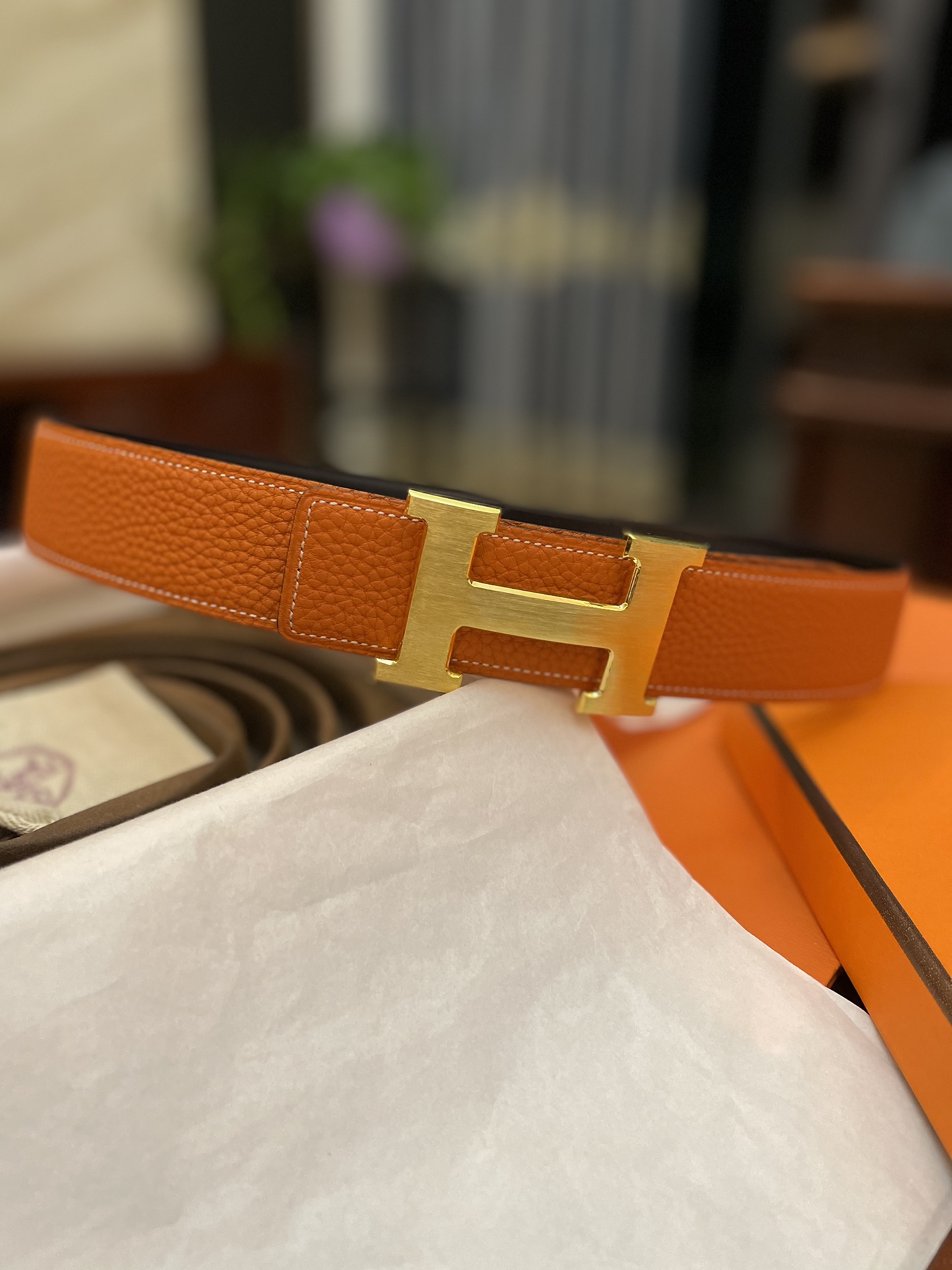 Hermès Basic Belt Cow Leather Gold 38mm-13514