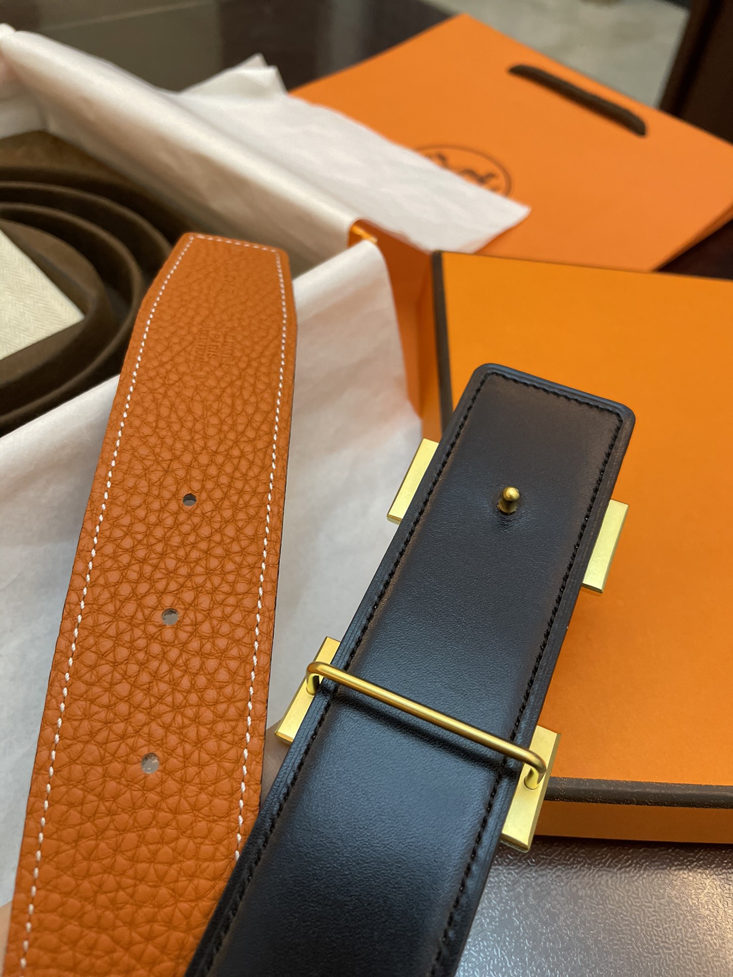 Hermès Basic Belt Cow Leather Gold 38mm-13514