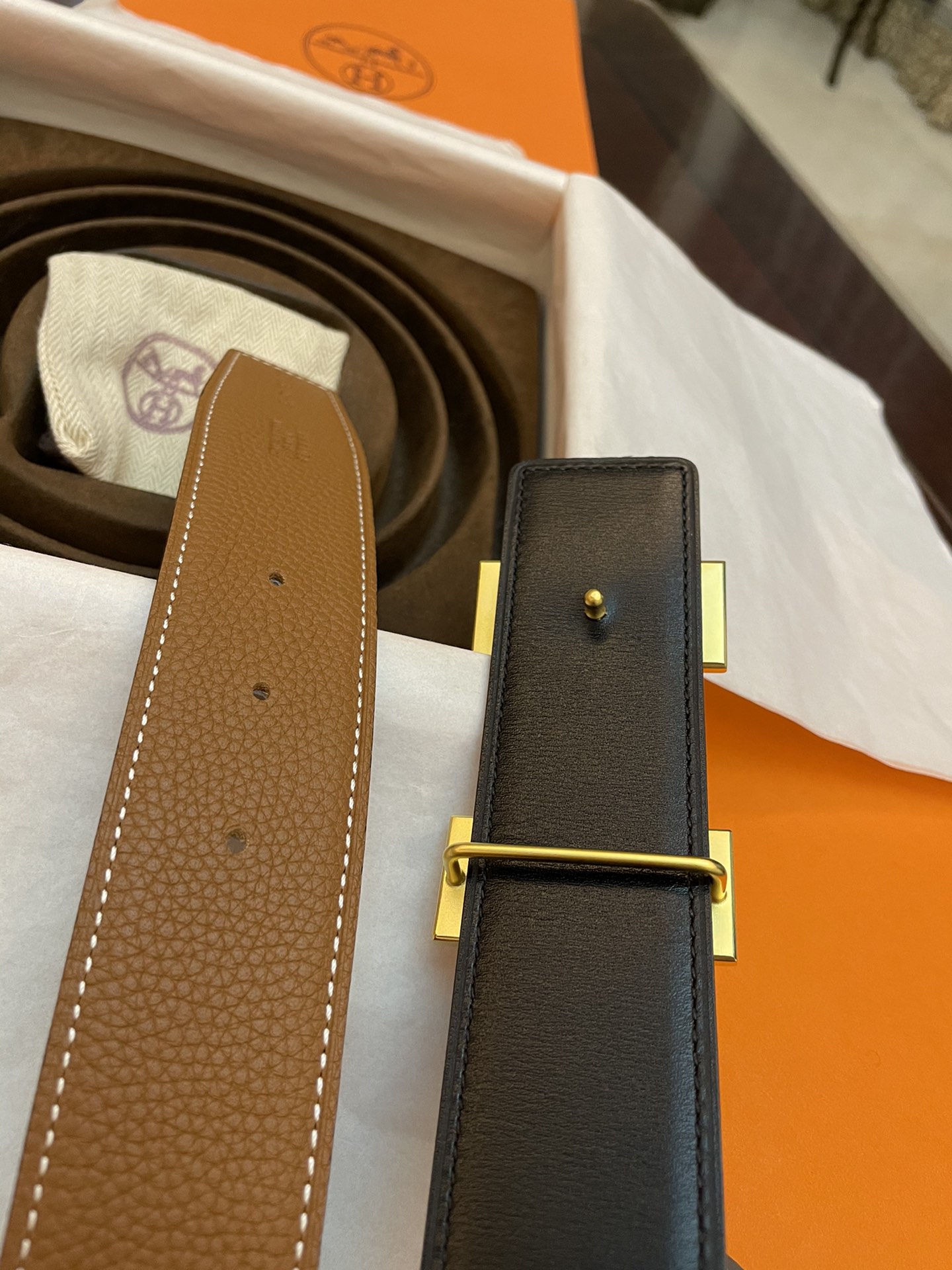 Hermès Basic Belt Cow Leather Gold 38mm-13514