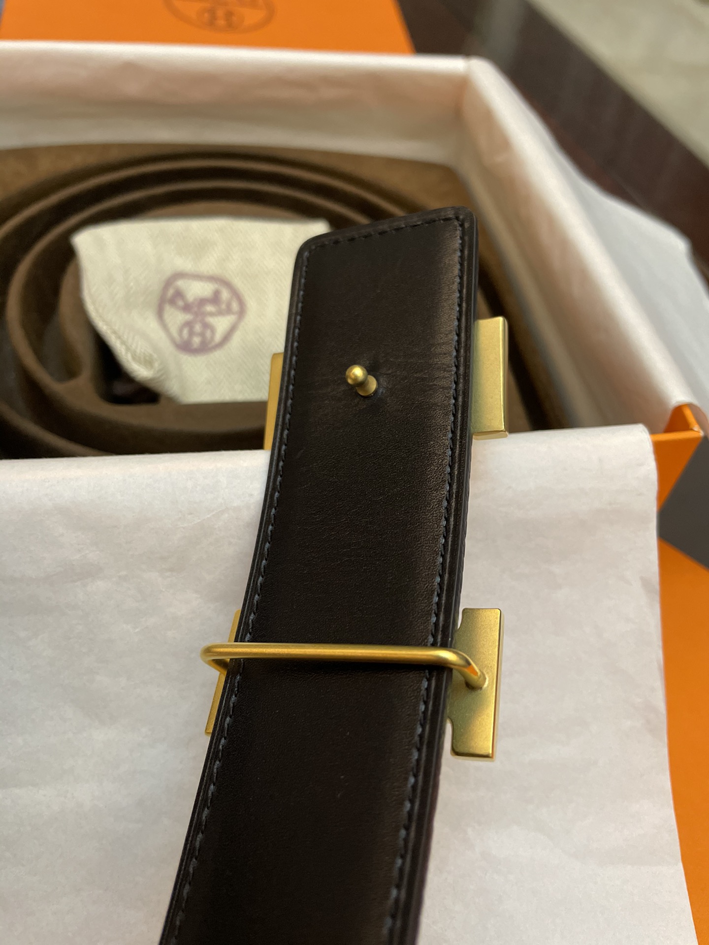 Hermès Basic Belt Cow Leather Gold 38mm-13514