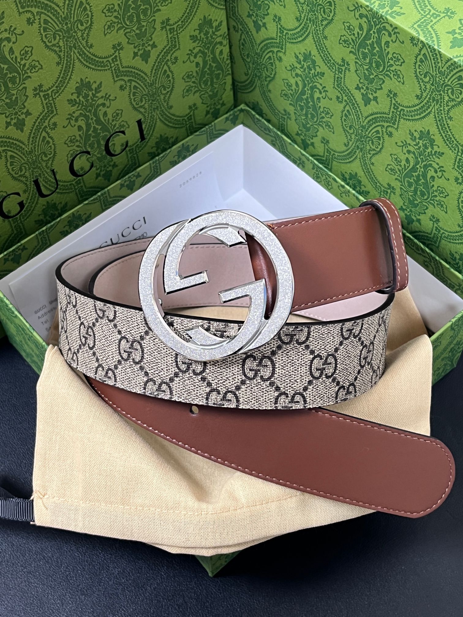 Gucci Basic Belt Canvas Brown S-m
