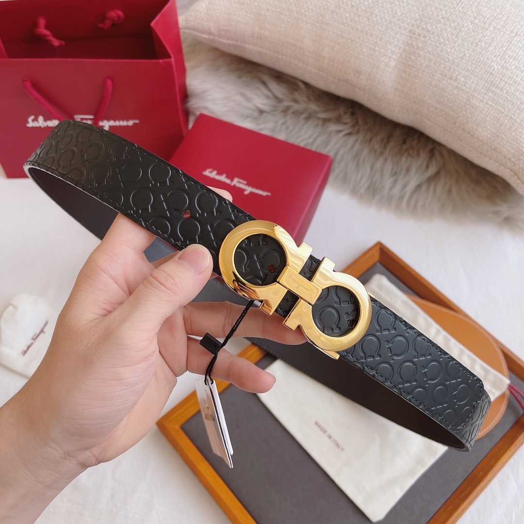 Salvatore Ferragamo Basic Belt Cow Leather 35mm-13514-l-m-s