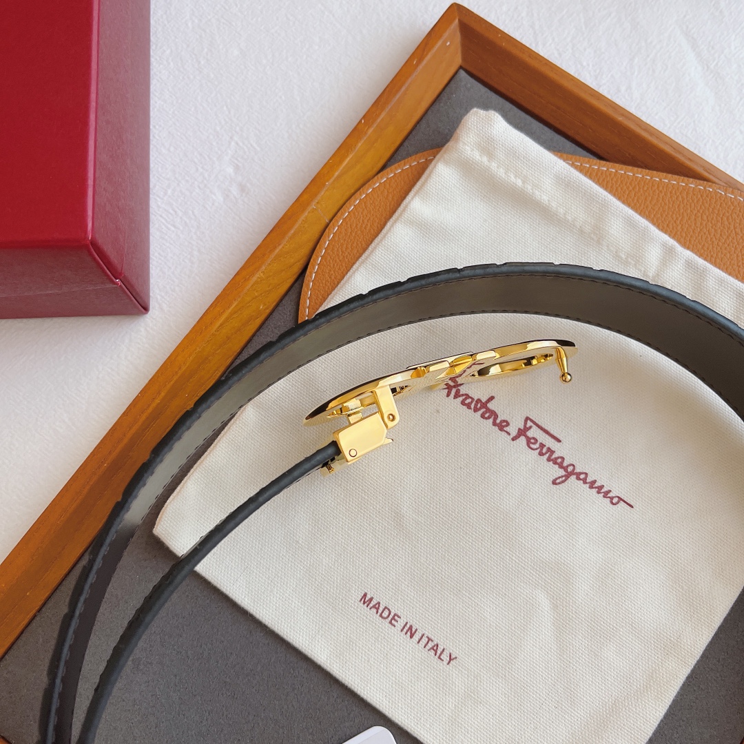 Salvatore Ferragamo Basic Belt Cow Leather 35mm-13514-l-m-s