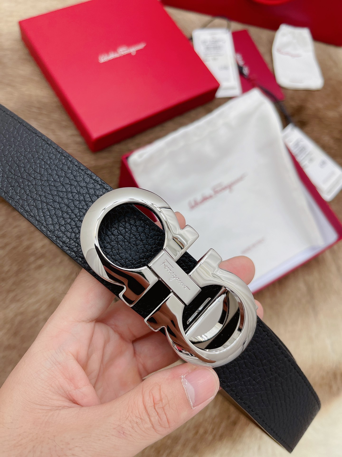 Salvatore Ferragamo Male Leather Belt Top Grain Leather M