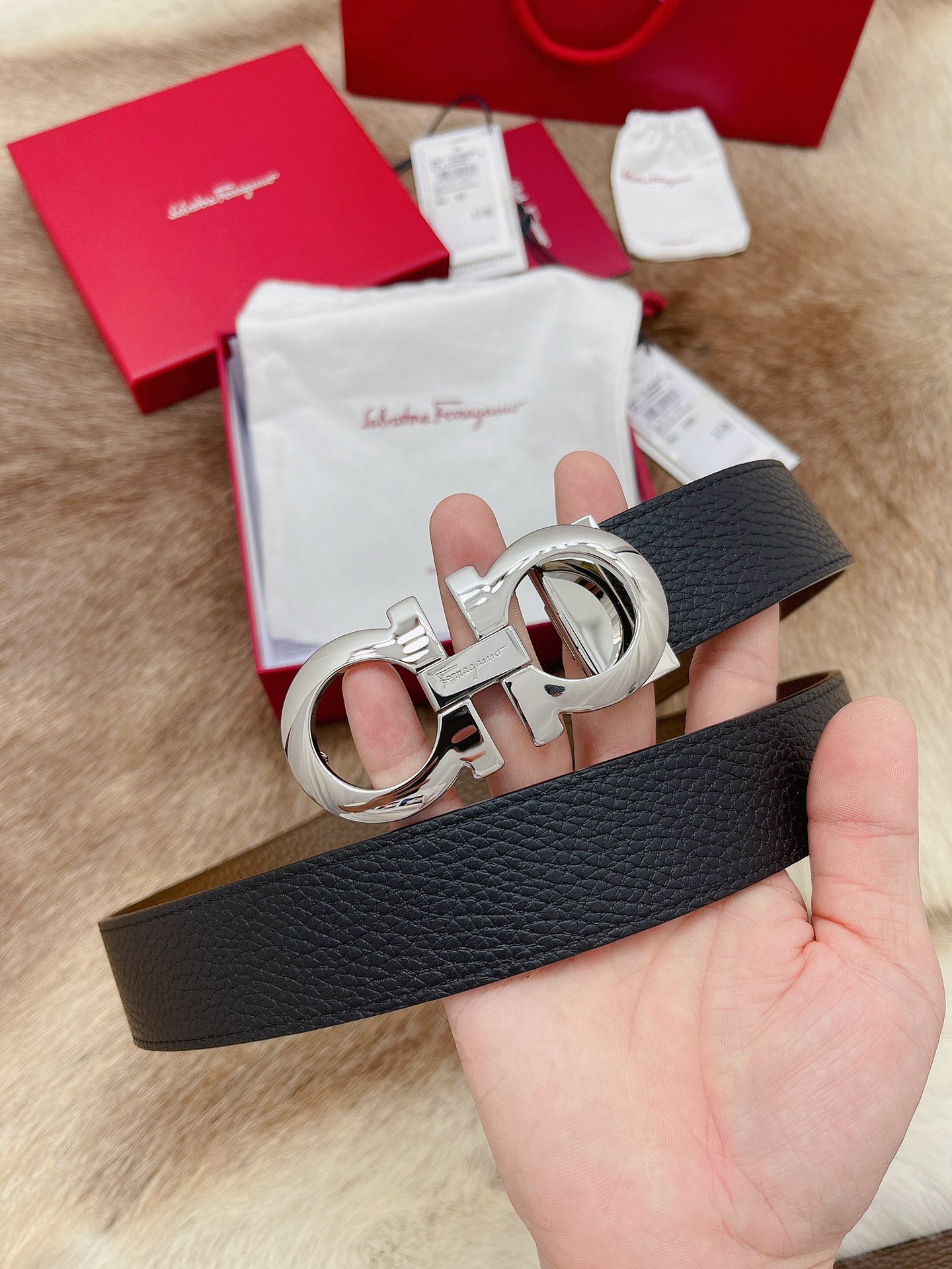 Salvatore Ferragamo Male Leather Belt Top Grain Leather M