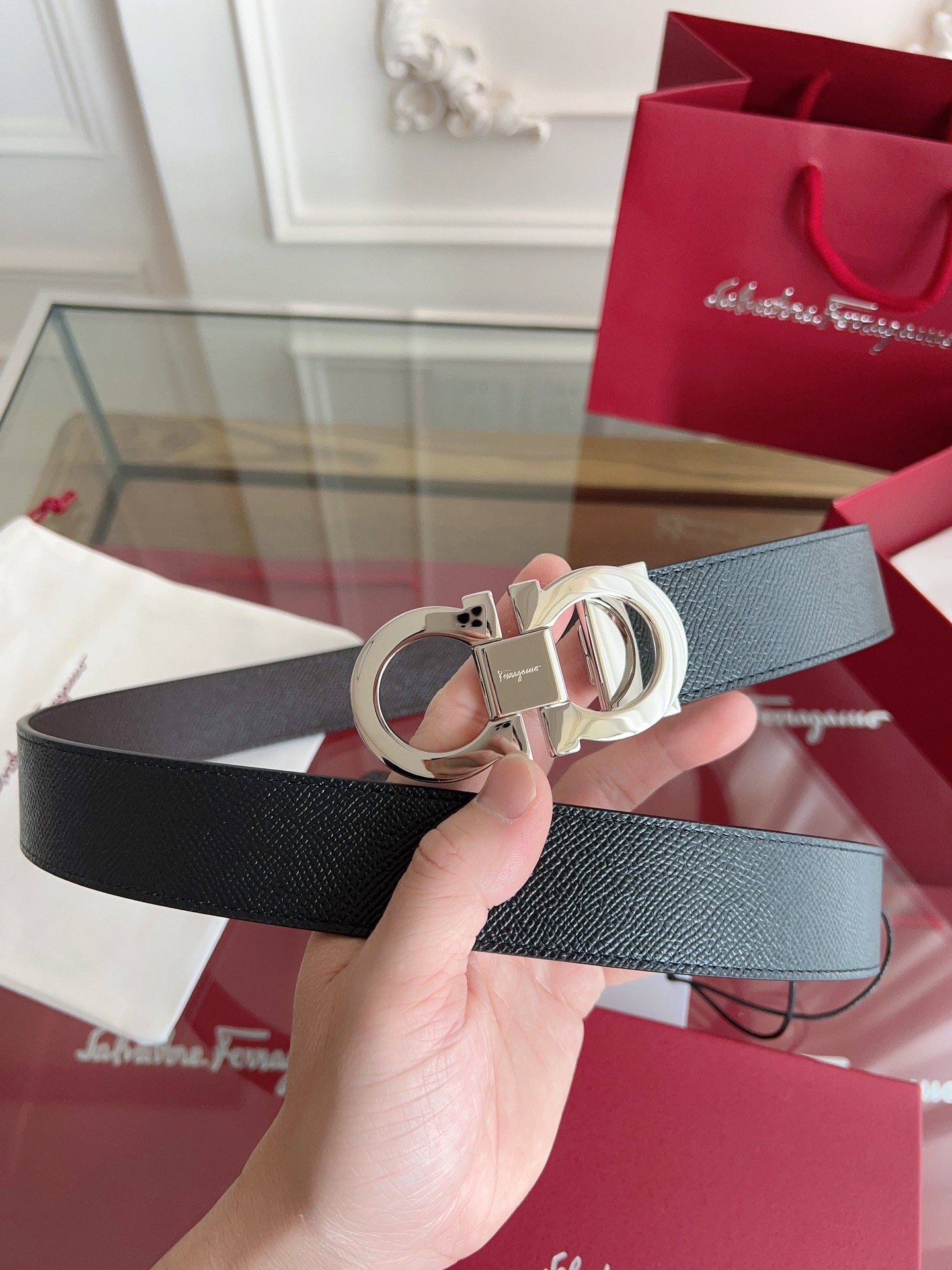 Salvatore Ferragamo Male Leather Belt Top Grain Leather M