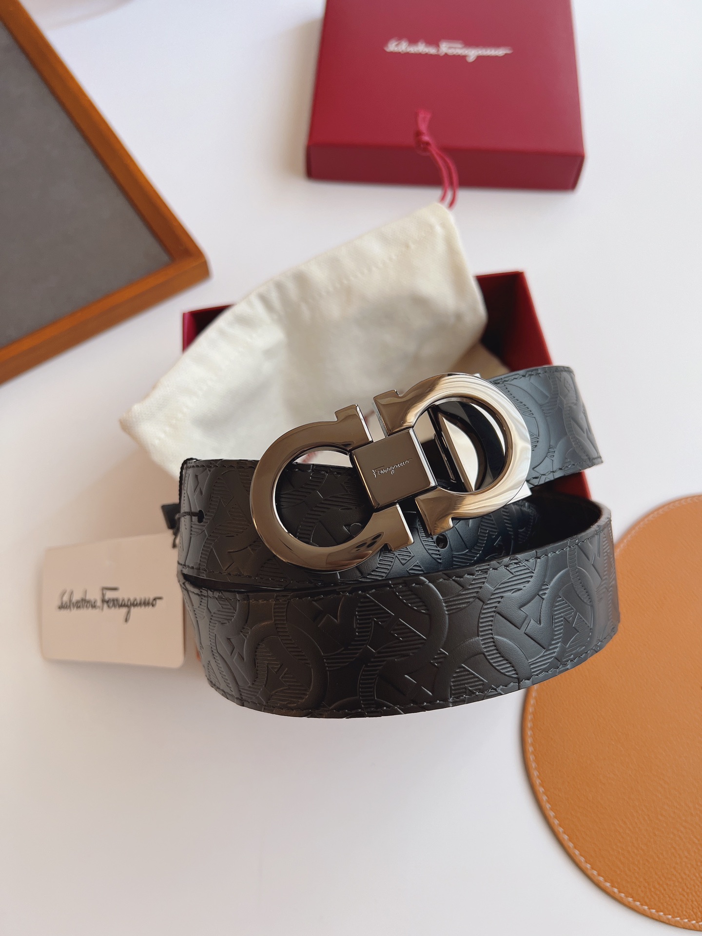 Salvatore Ferragamo Male Leather Belt Top Grain Leather M