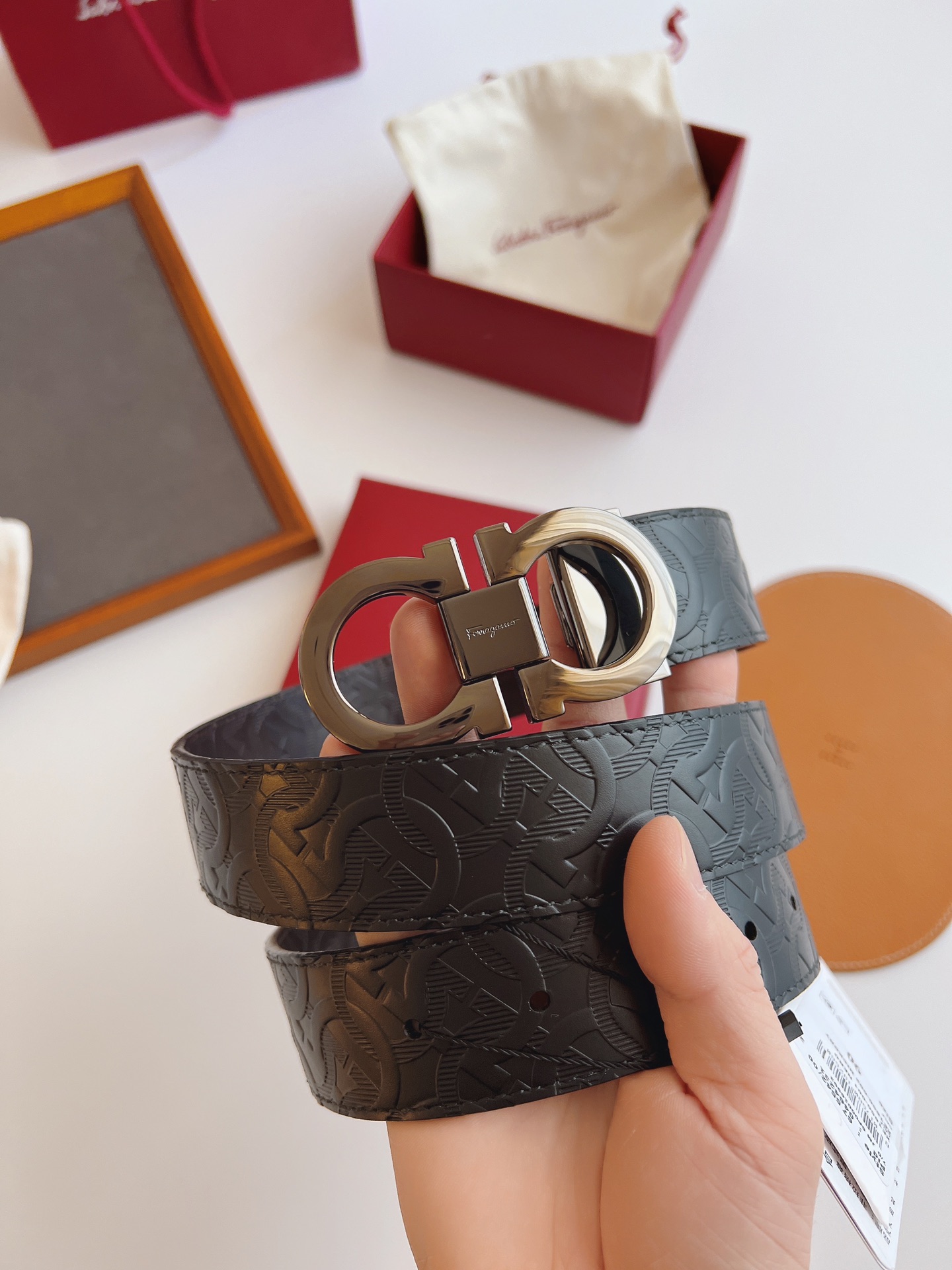 Salvatore Ferragamo Male Leather Belt Top Grain Leather M