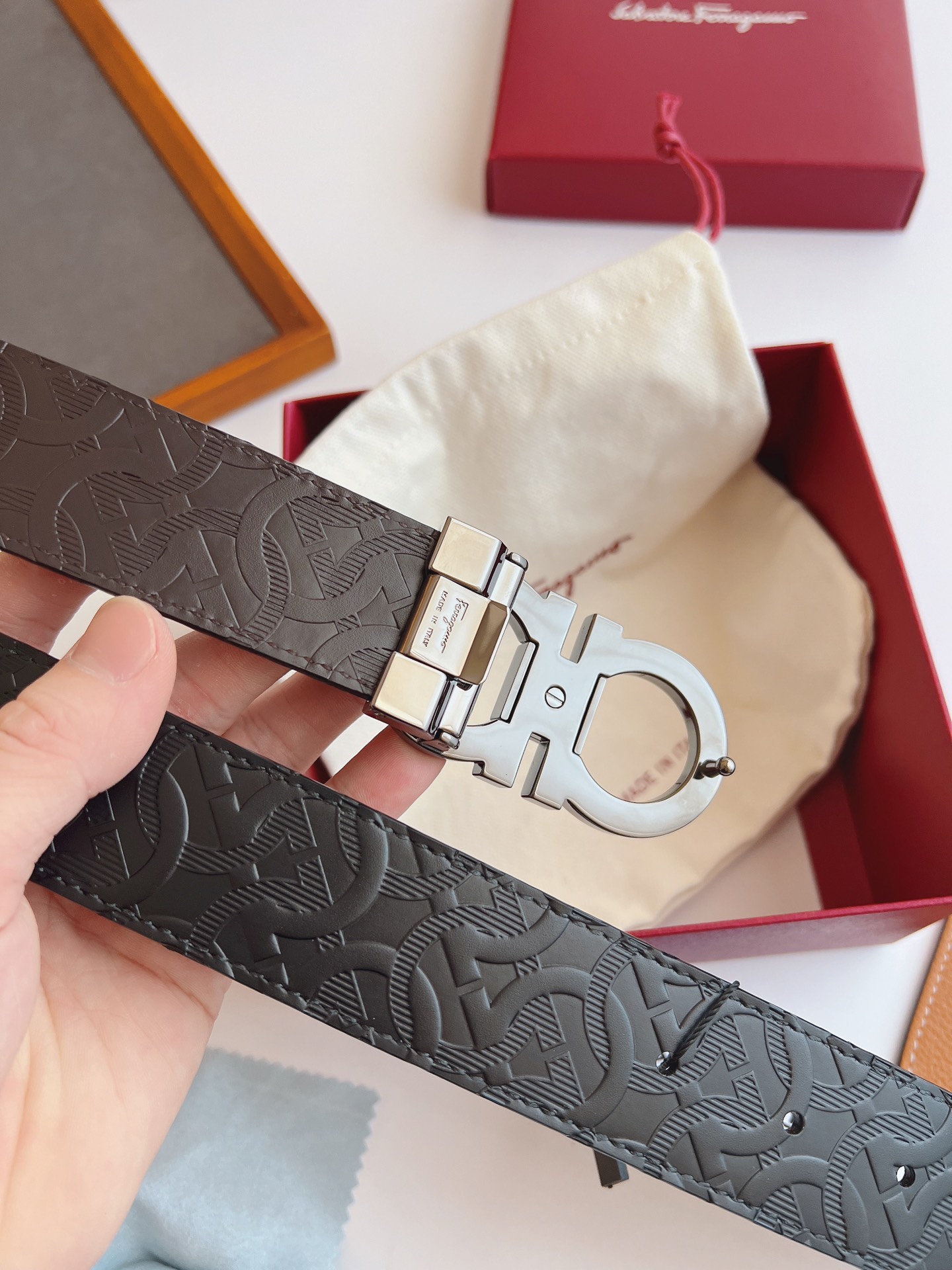 Salvatore Ferragamo Male Leather Belt Top Grain Leather M