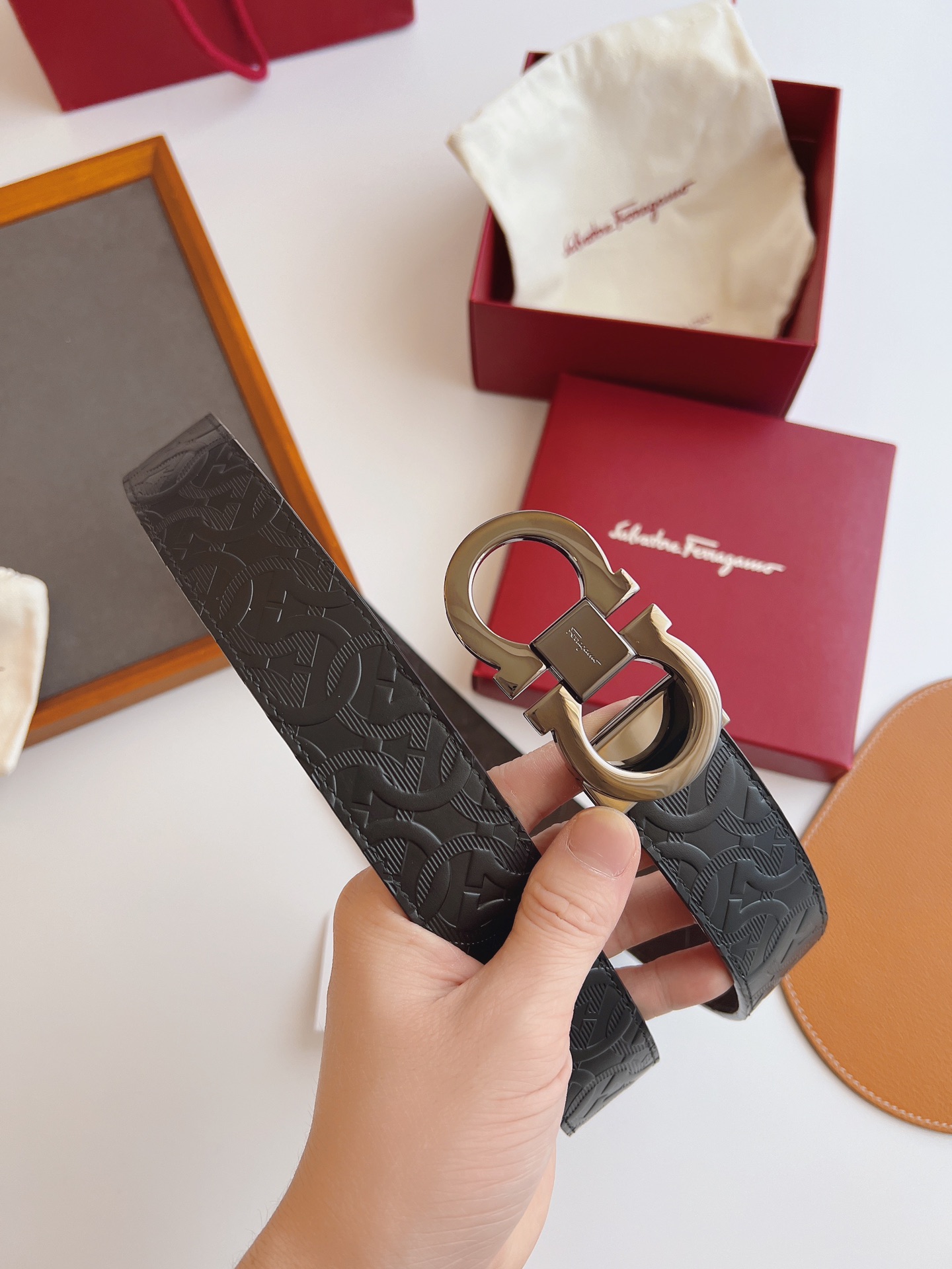 Salvatore Ferragamo Male Leather Belt Top Grain Leather M