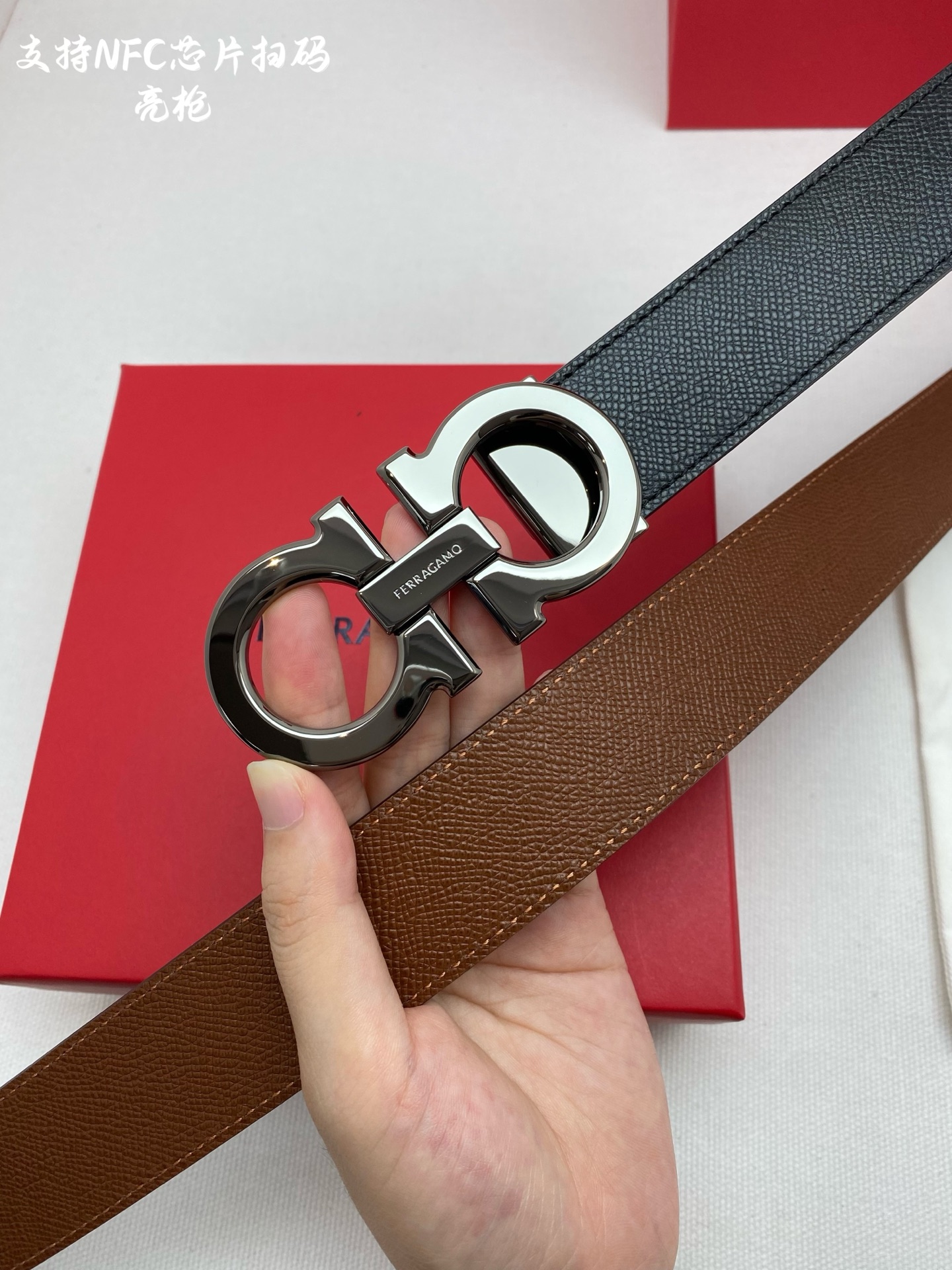 Salvatore Ferragamo Male Leather Belt Top Grain Leather 13514-m