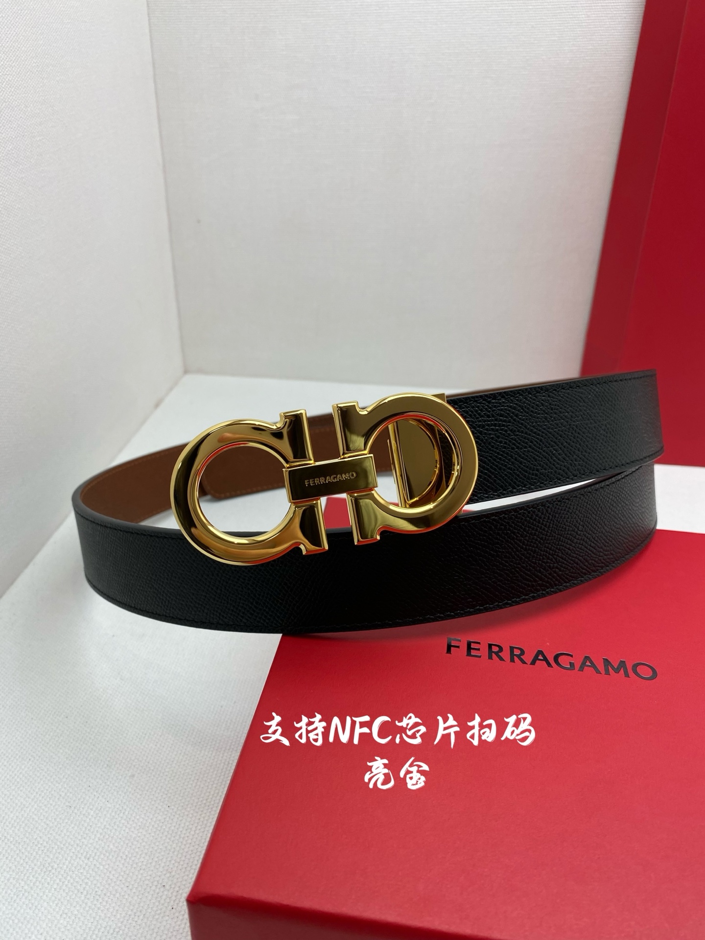 Salvatore Ferragamo Male Leather Belt Top Grain Leather 13514-m