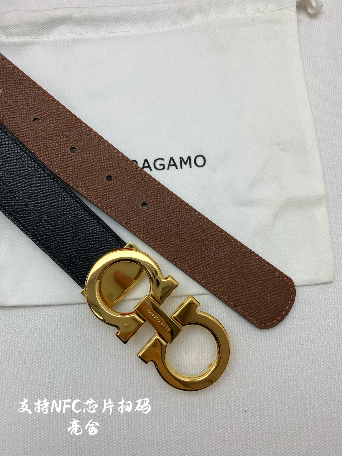 Salvatore Ferragamo Male Leather Belt Top Grain Leather 13514-m