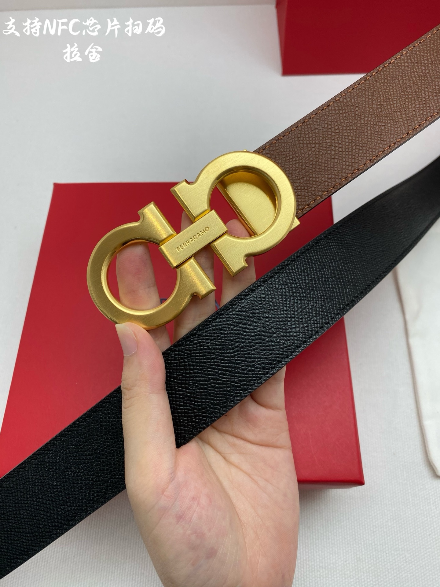 Salvatore Ferragamo Male Leather Belt Top Grain Leather 13514-m