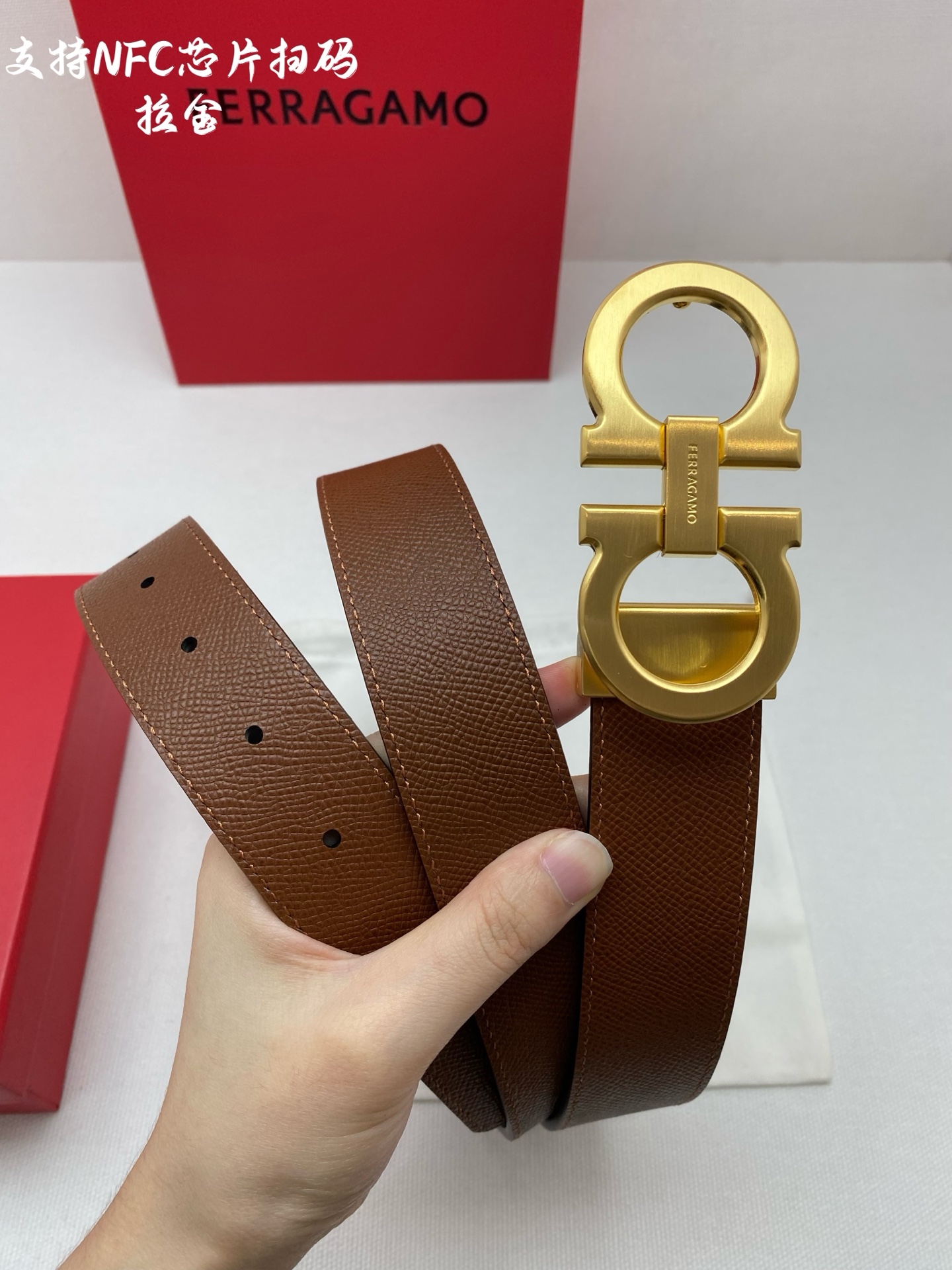 Salvatore Ferragamo Male Leather Belt Top Grain Leather 13514-m